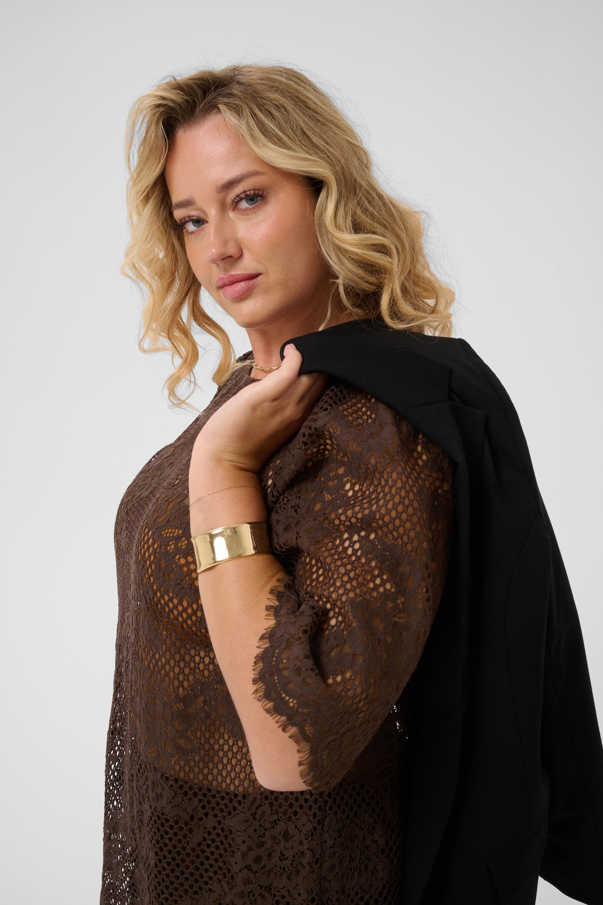KAFFE Curve Kurzarmbluse »Damen Bluse kurzarm KCcarley«