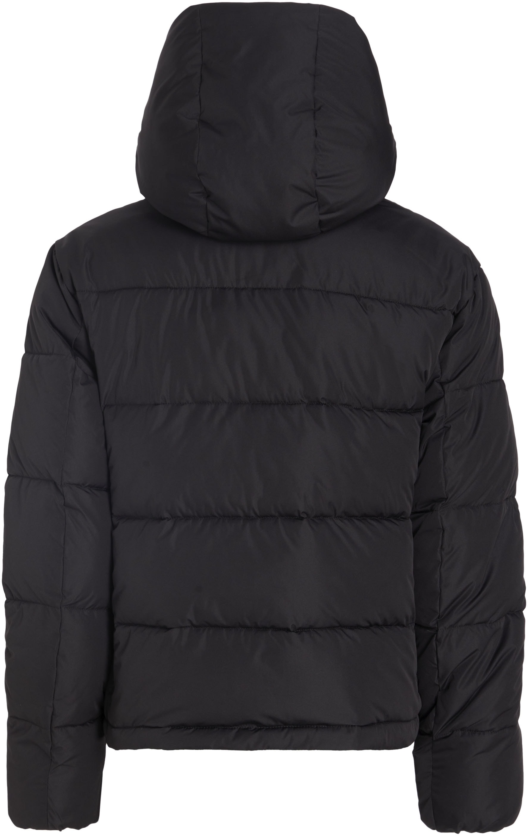 Calvin Klein Jeans Steppjacke »MATTE MONOLOGO ND SHORT PUFFER«, mit Kapuze, mit Logodruck