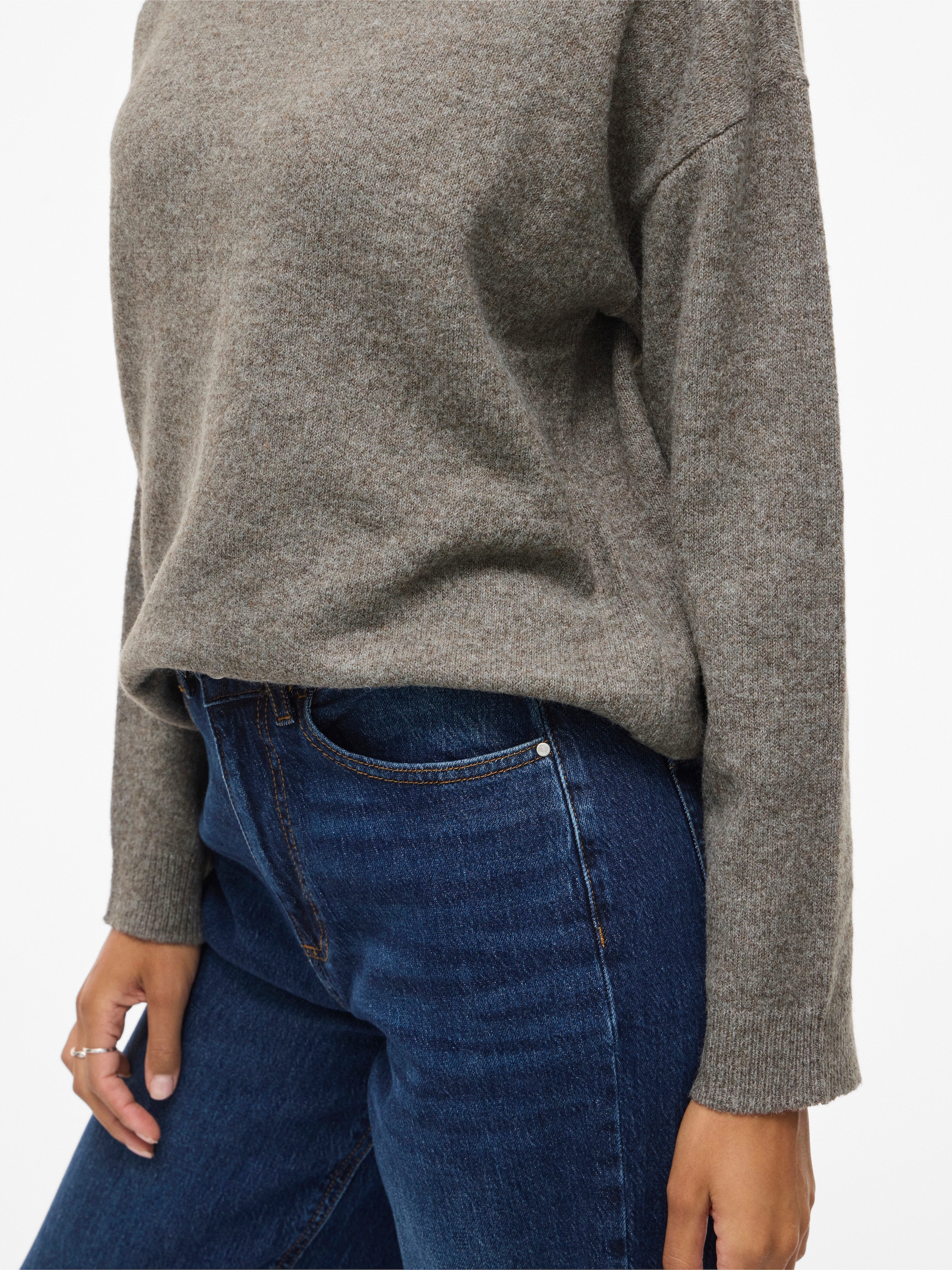 Vila Strickpullover »VILIGA L/S O-NECK KNIT TOP - NOOS« Materialmix, relaxed fit