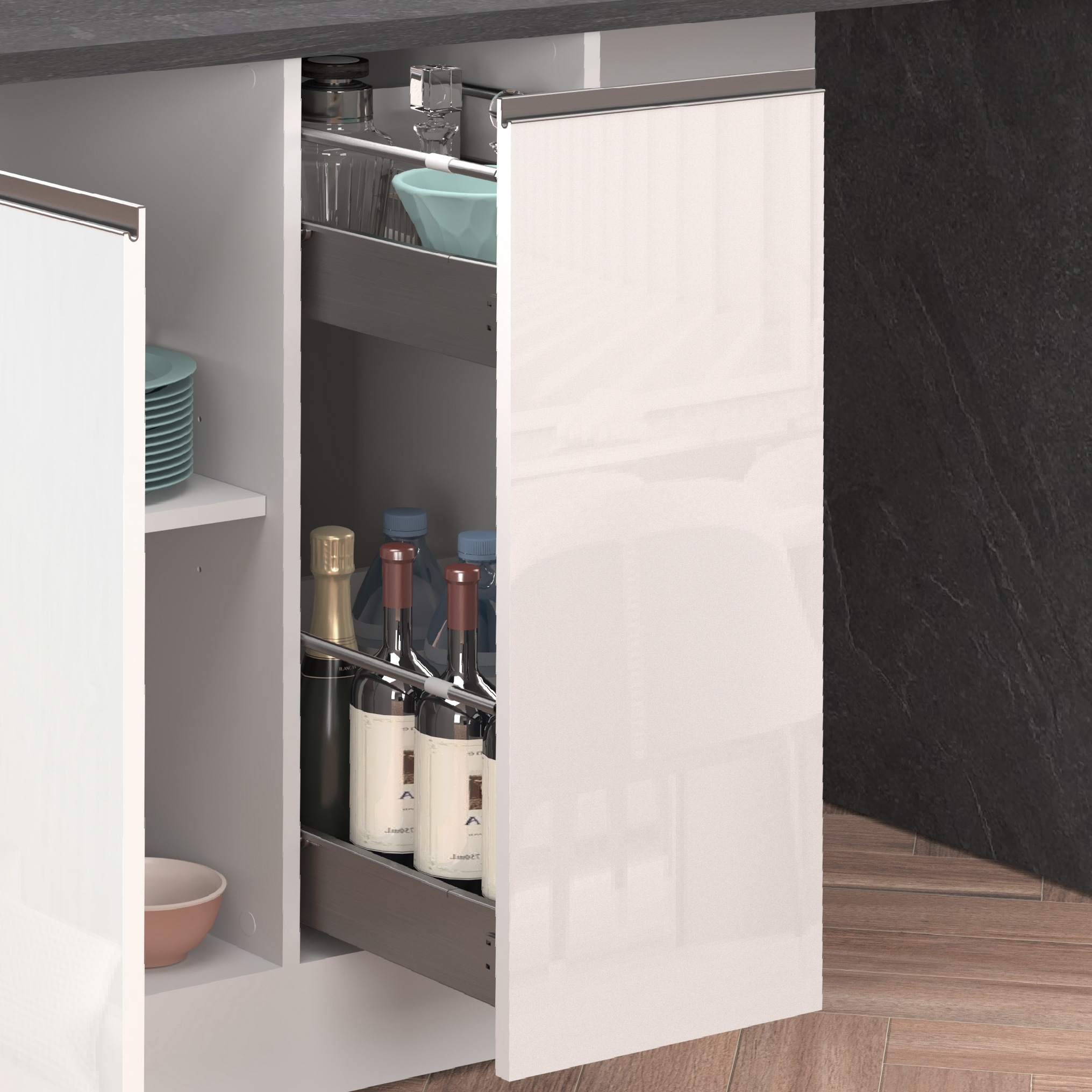 KOCHSTATION Kücheninsel »KS-Sole, Kochinsel, Küchenarbeitsblock, Arbeitsinsel, Made in Italy«, Breite 167,5 cm, 2 Apothekerauszüge, 2 Essplätze, 1 offenes Regal