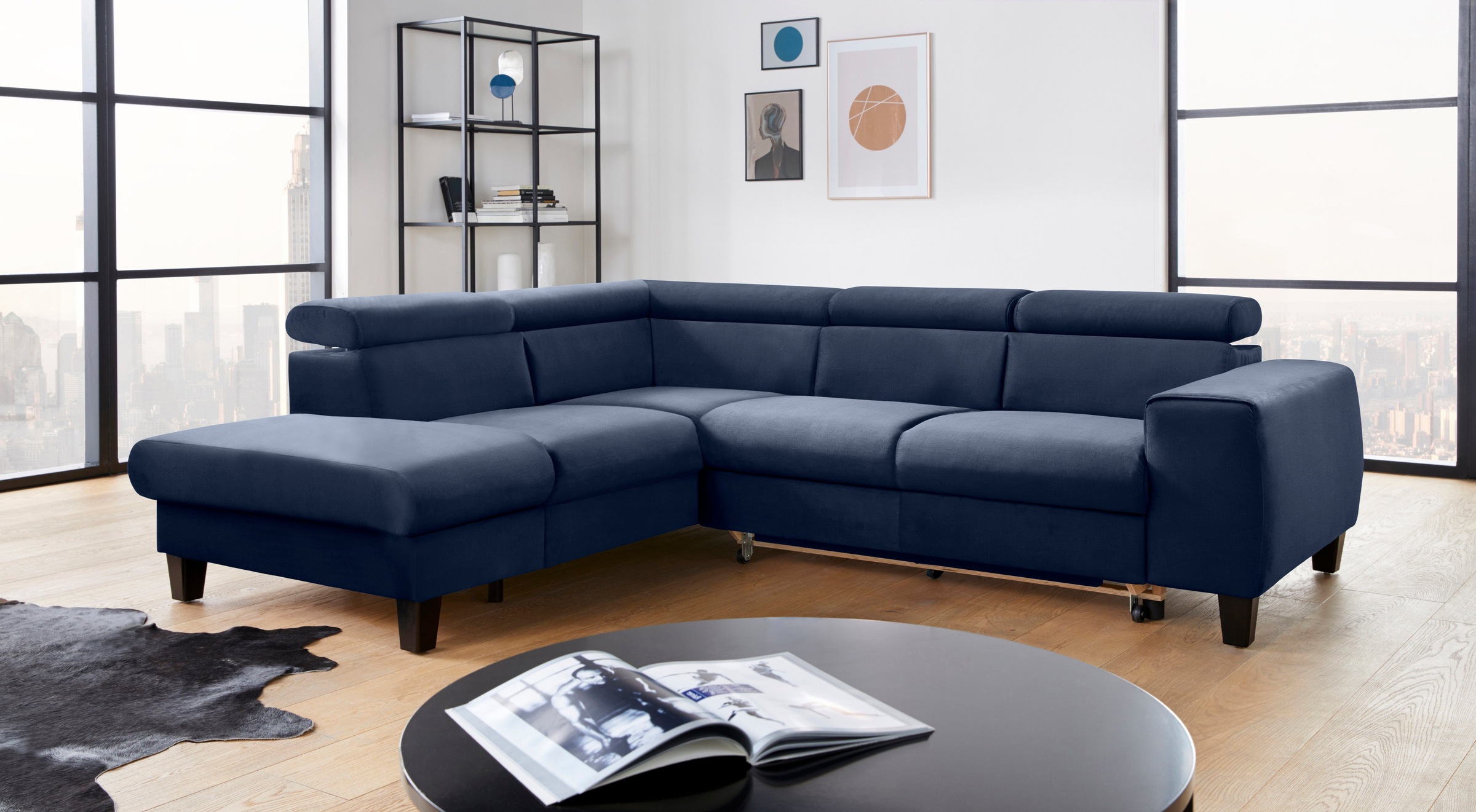 COTTA Polstergarnitur »Morven L-Form«, (Set), Set bestehend aus: Ecksofa mit Kopfteilverstellung & Hocker