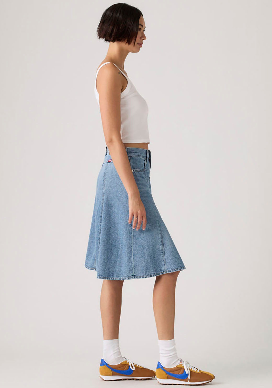 Levi's® Jeansrock »GODET KNEE LENGTH SKIRT« Midirock mit Falten