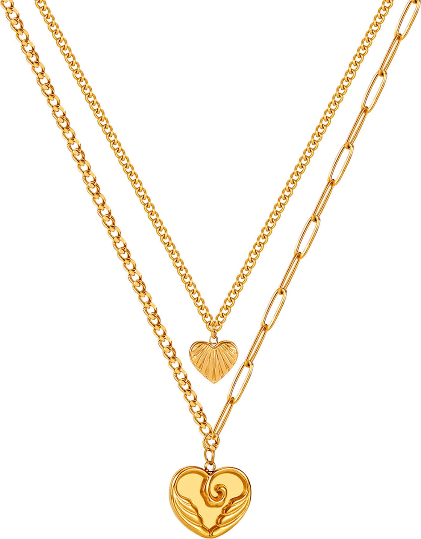 Firetti Kette mit Anhänger »Schmuck Geschenk Edelstahl Halskette Layer doppelreihig Herz«