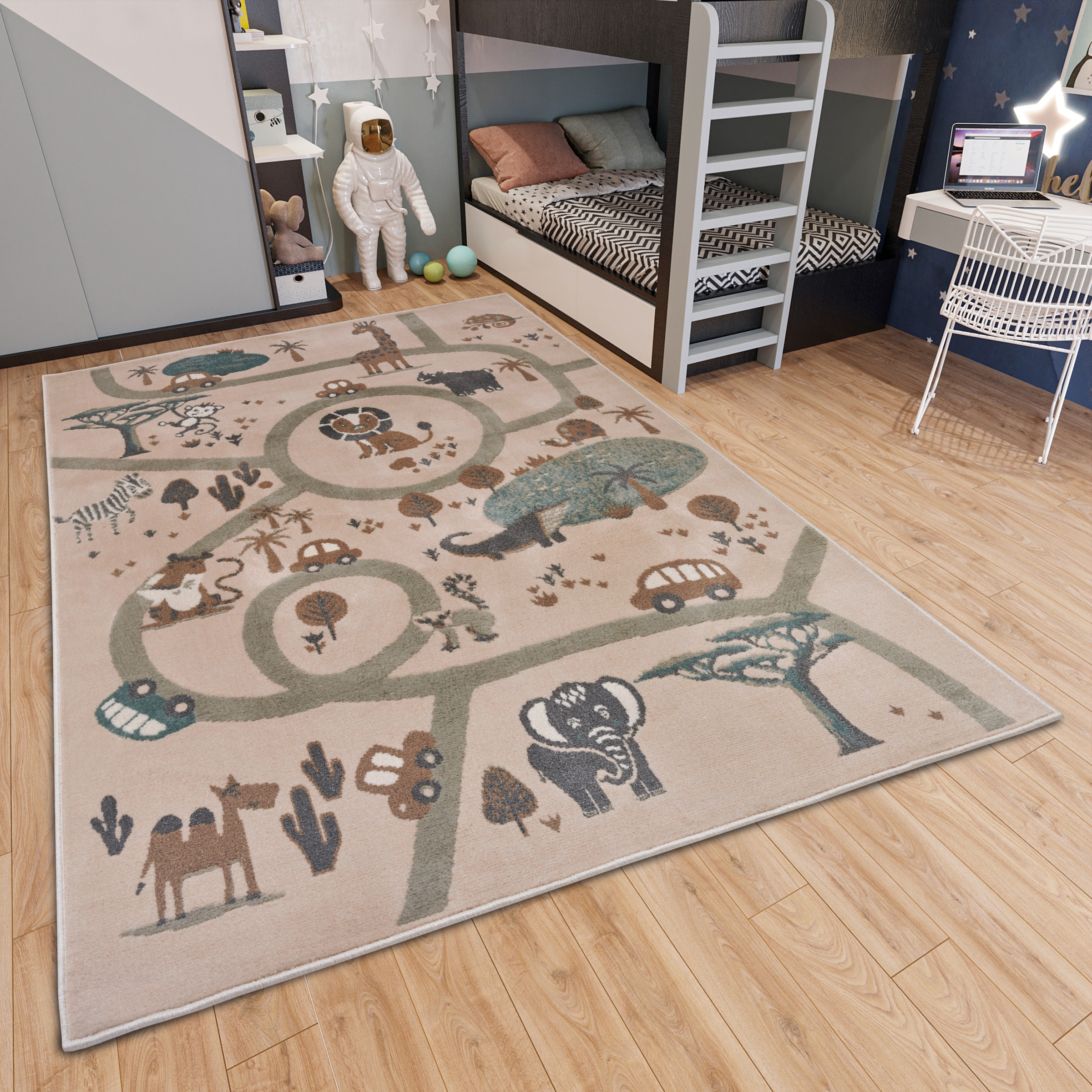 HANSE Home Kinderteppich »Adventures Animal Park«, rechteckig, 8 mm Höhe, Spielteppich, fest, Kinderzimmer, Kurzflor, Spielunterlage