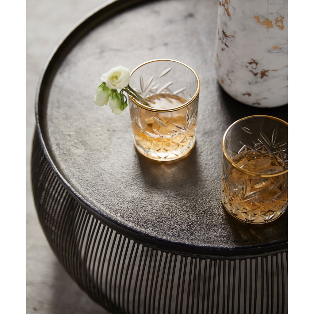 Leonique Whiskyglas »Orne«, (Set, 6 tlg.), mit ausdrucksstarkem Relief und Goldrand, 340 ml, 6-teilig
