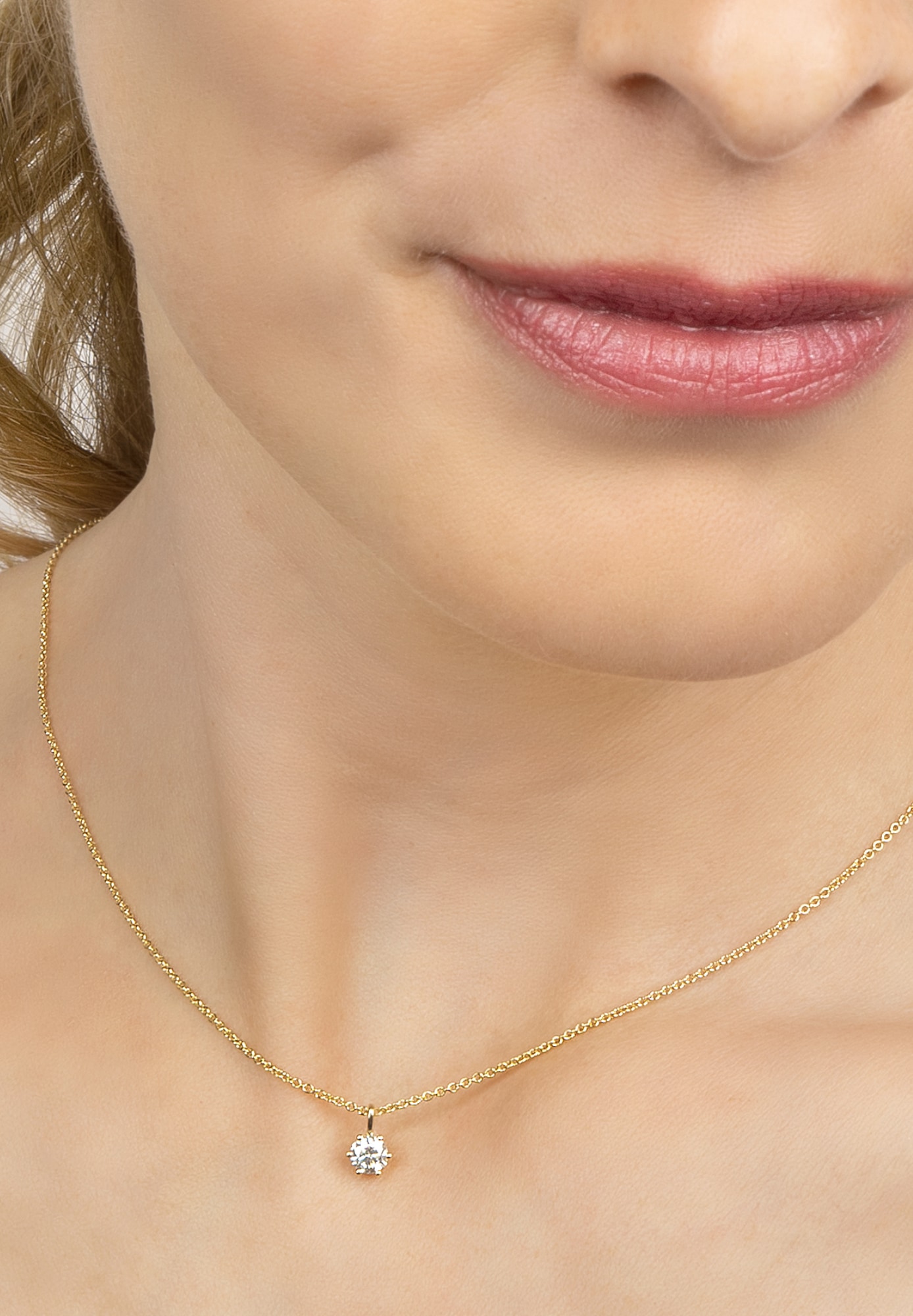 ONE ELEMENT Kette und Anhänger Set »Schmuckset - Set mit Halskette 0.3 ct Diamant-Brillant Anhänger aus 750 Gelbgold«