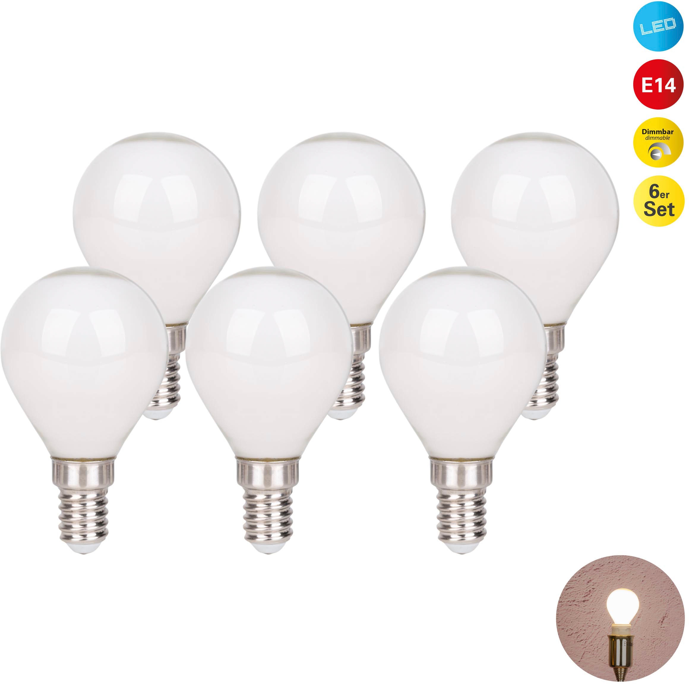 LED-Leuchtmittel »Daffy«, E14, 6 St., Warmweiß, 6er Set