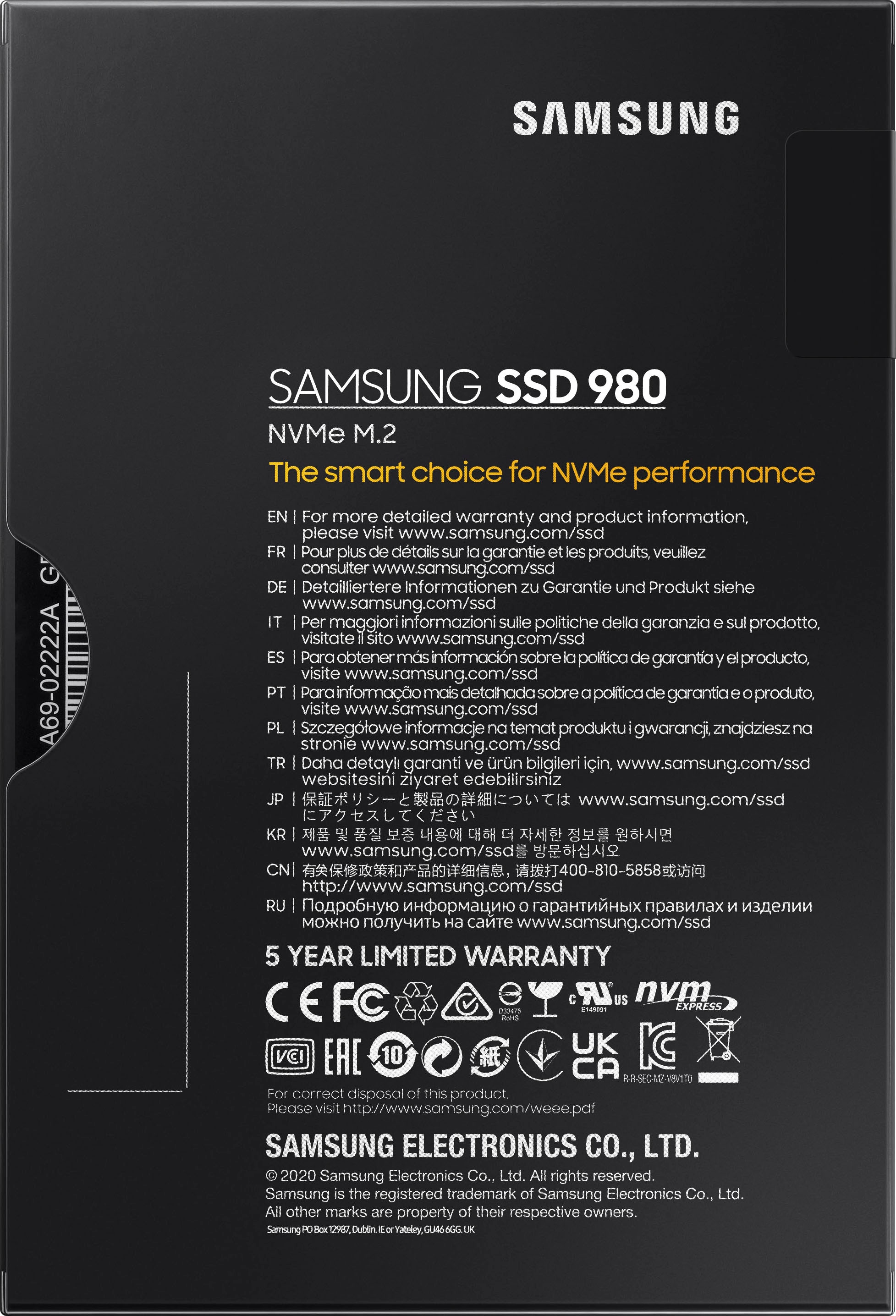 Samsung interne SSD »SSD 980«, Anschluss M.2 PCIe 3.0, NVMe