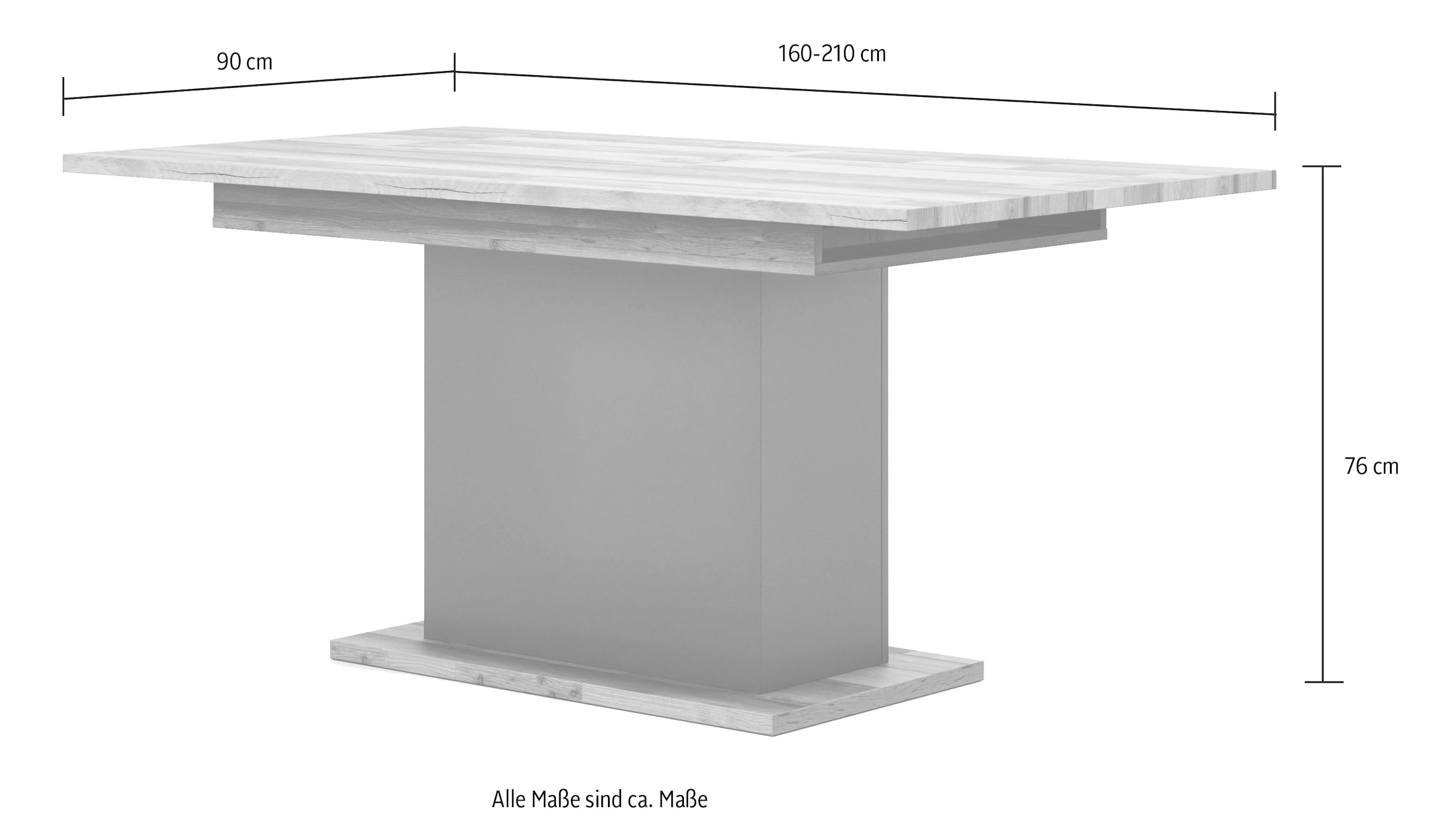 COTTA Esstisch »Luciano«, ausziehbar von 160 cm auf 210 cm, Tiefe 90 cm, Höhe 76 cm