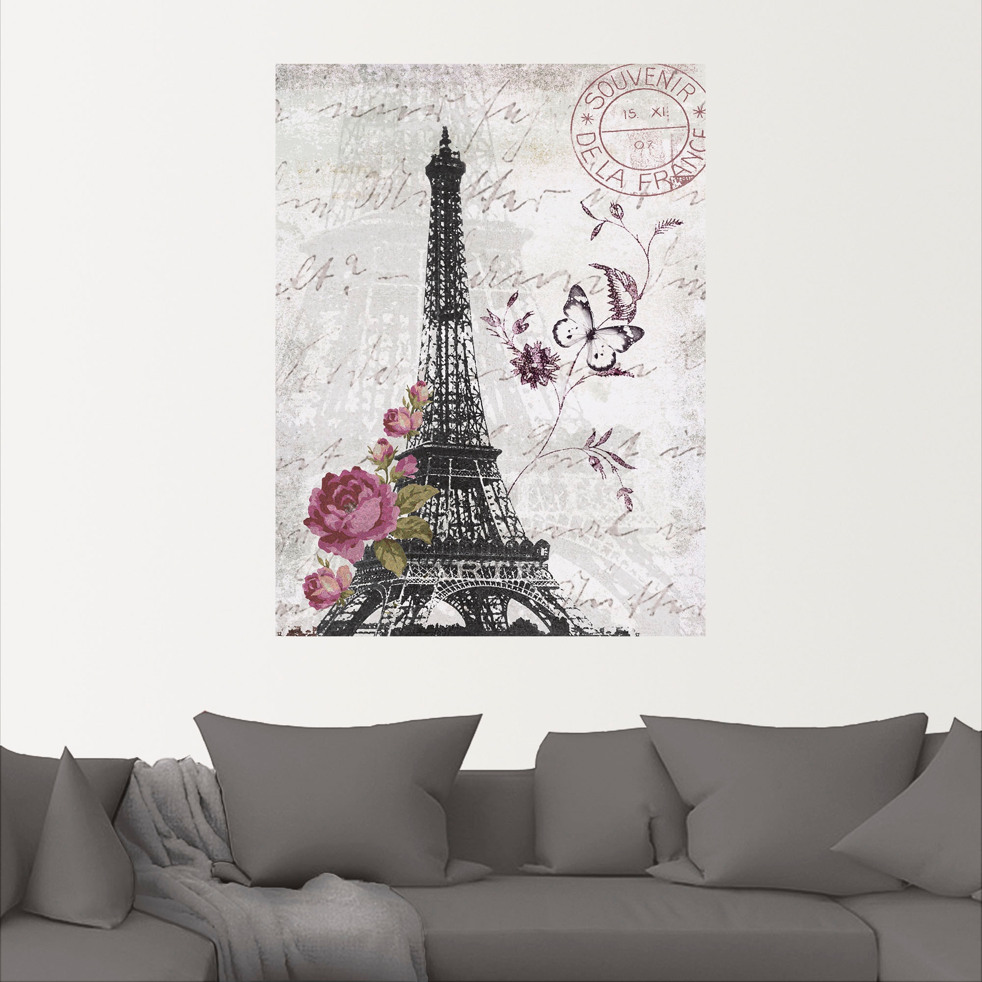 Artland Wandbild »Eiffelturm Grafik«, Bilder von Europa, (1 St.), als Alubild, Outdoorbild, Leinwandbild, Poster, Wandaufkleber