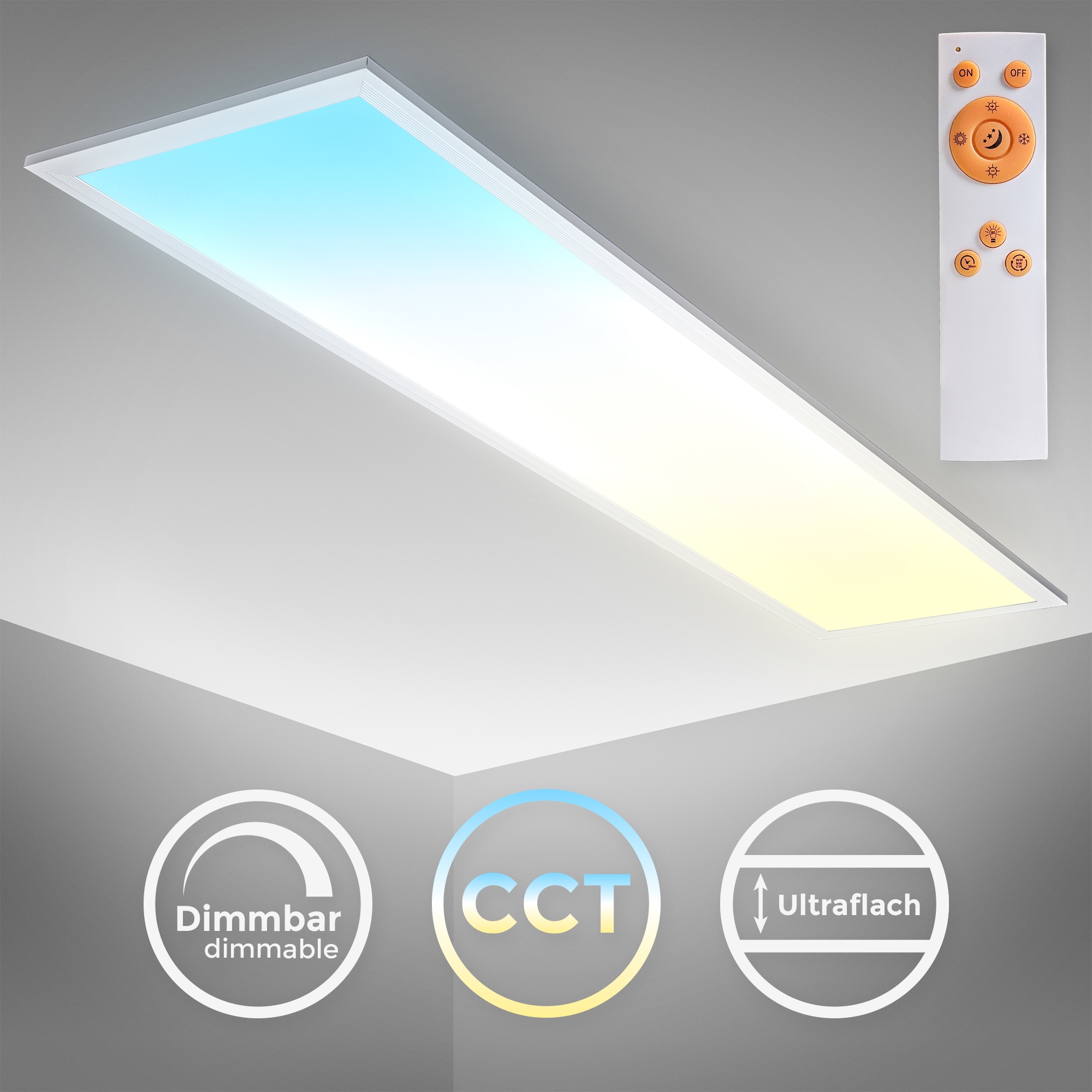 LED Deckenleuchte / LED Panel 100 x 25cm, ultra-flache Deckenlampe dimmbar mit 24...