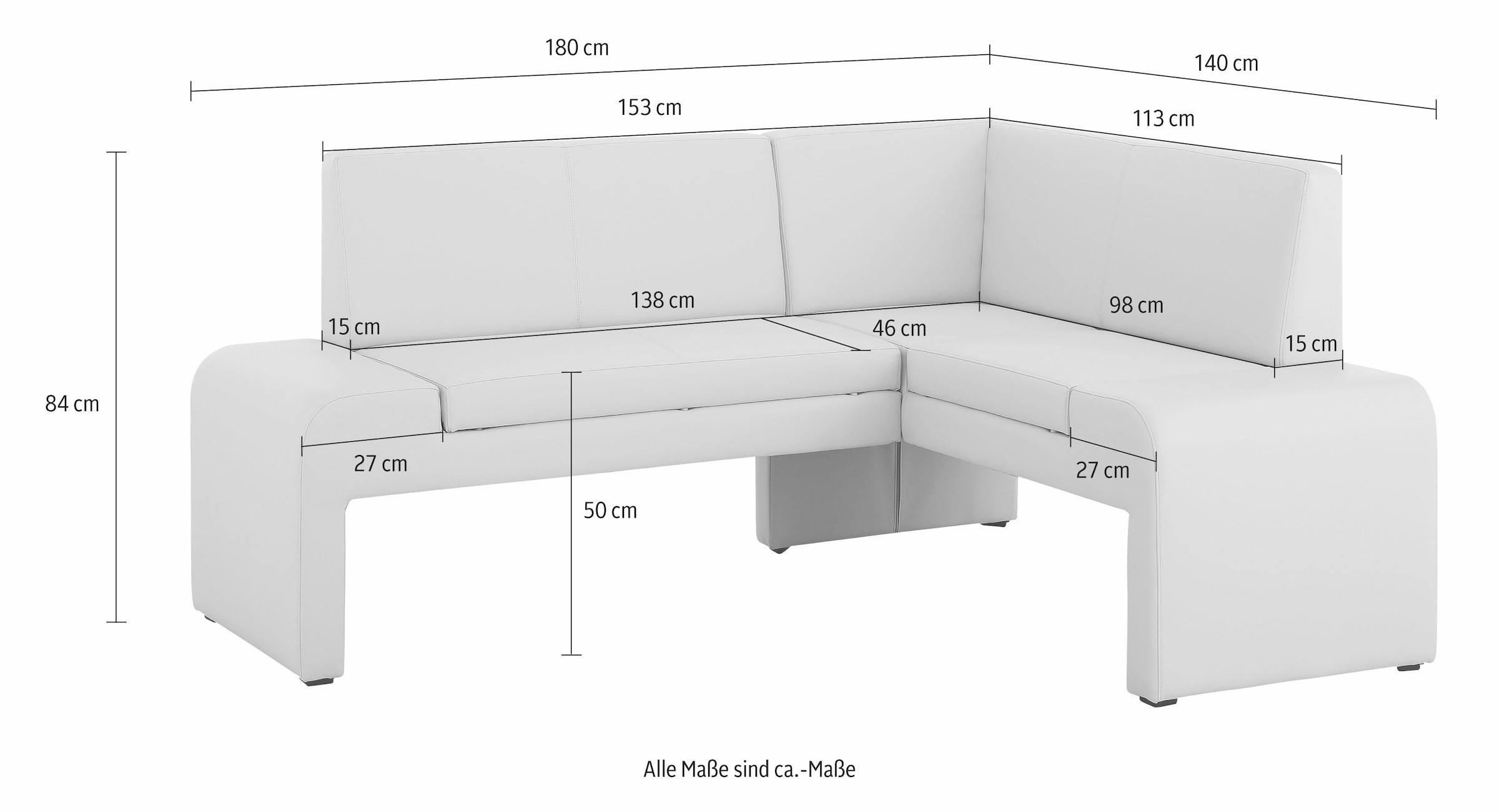 Home affaire Eckbank »Bologna« in 2 Größen (langer Schenkel 180 oder 200 cm), verschiedene Qualitäten