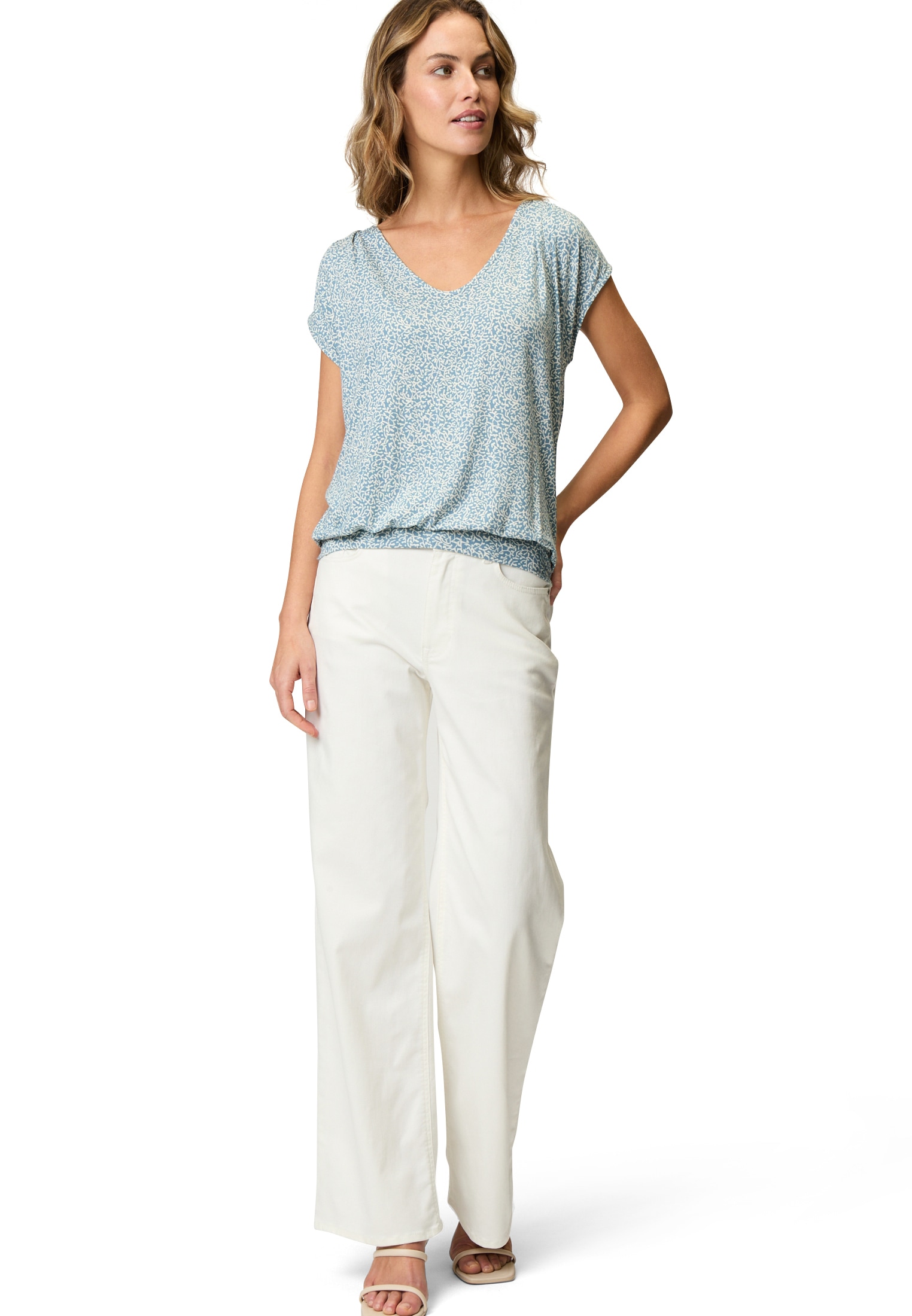 Zero Shirttop »Shirt mit Blätterdruck«