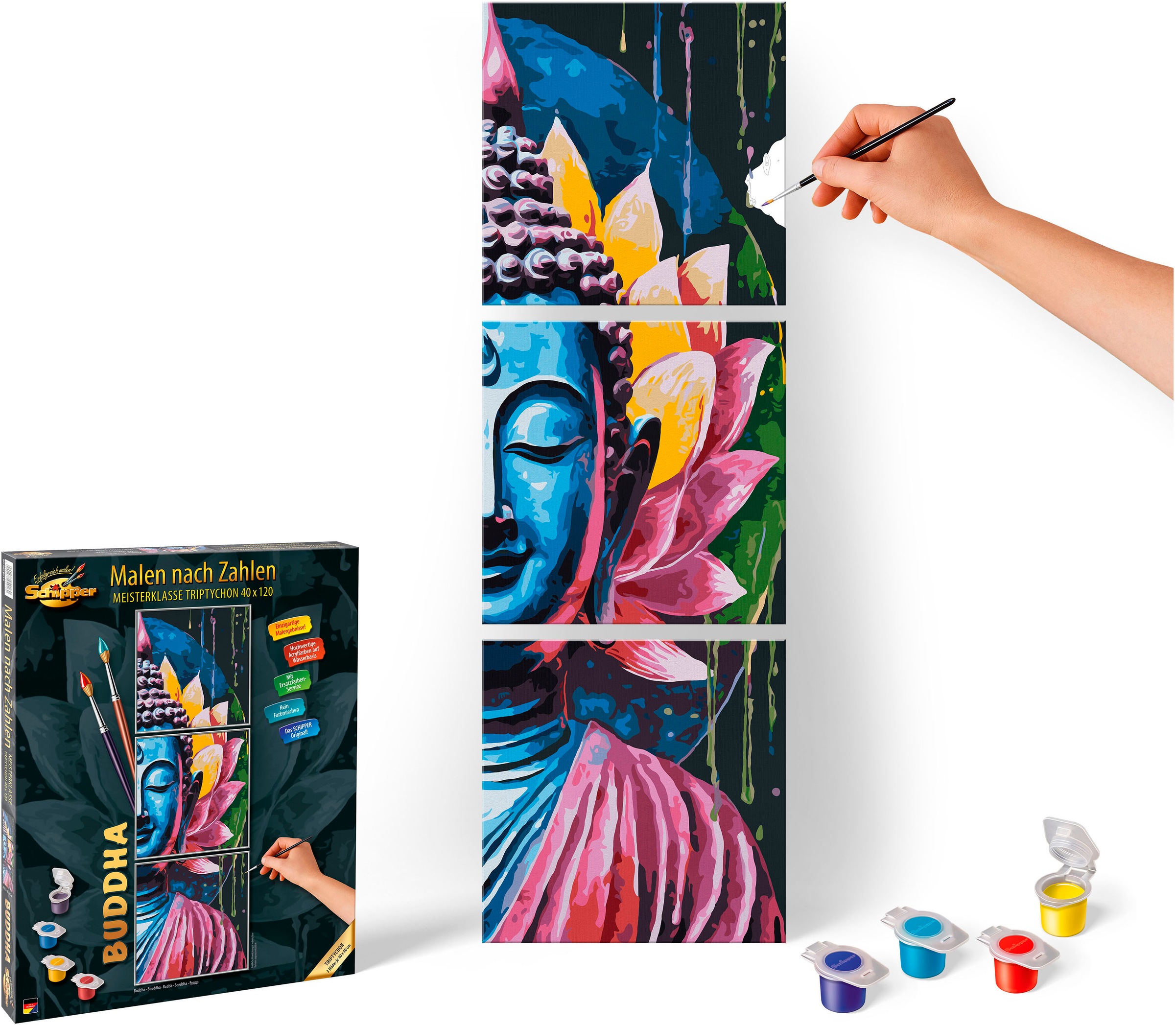 Schipper Malen nach Zahlen »Meisterklasse Triptychon - Buddha«, Made in Germany