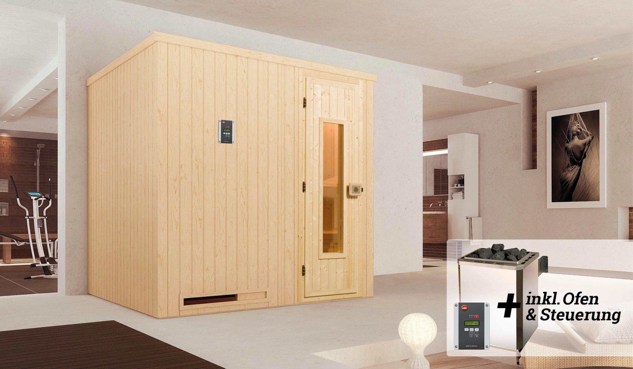 weka Sauna »Halmstad«, 7,5 kW Bio-Ofen mit digitaler Steuerung