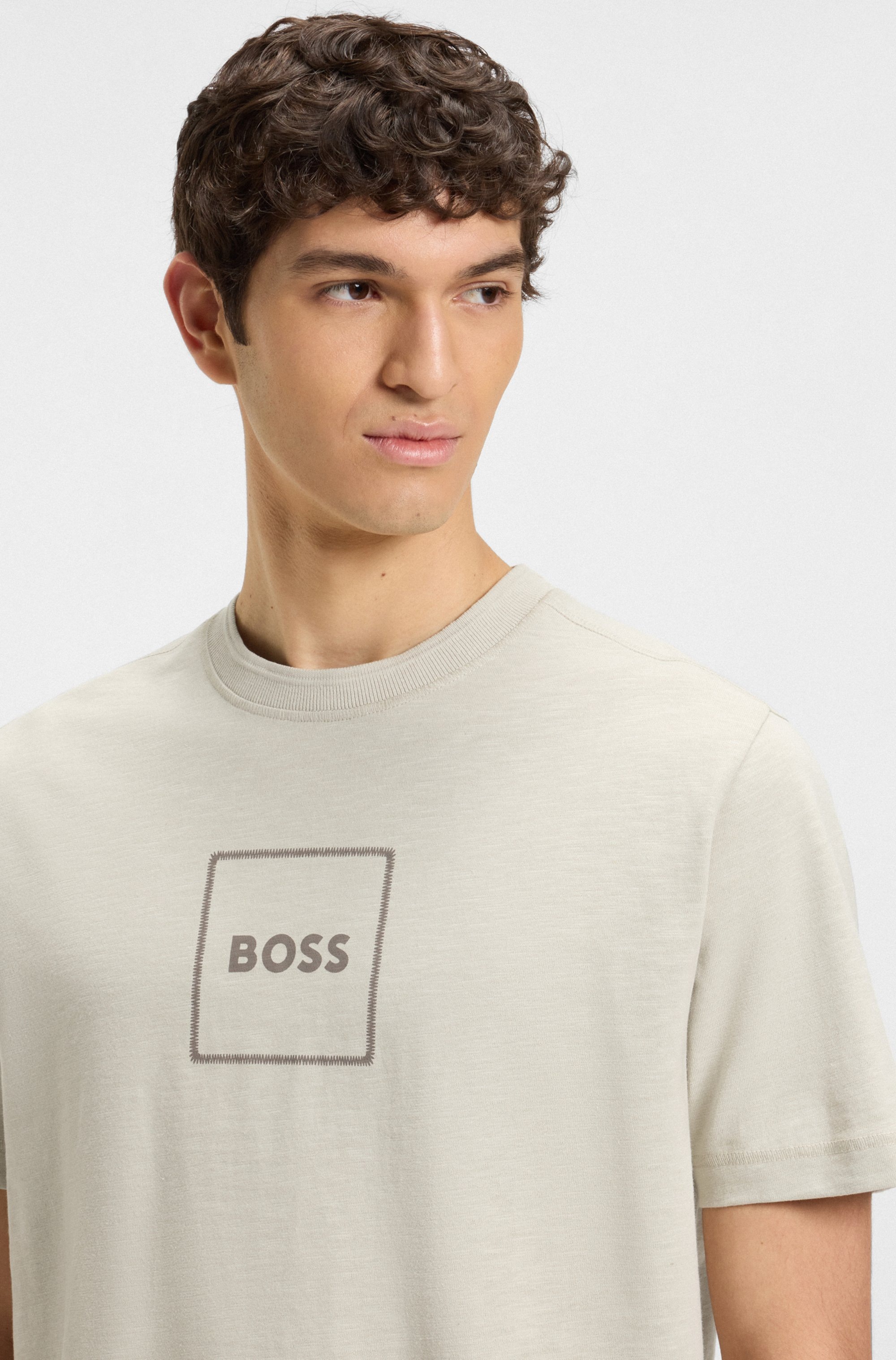 BOSS ORANGE T-Shirt »Te_linenlogo«, mit BOSS Schriftzug