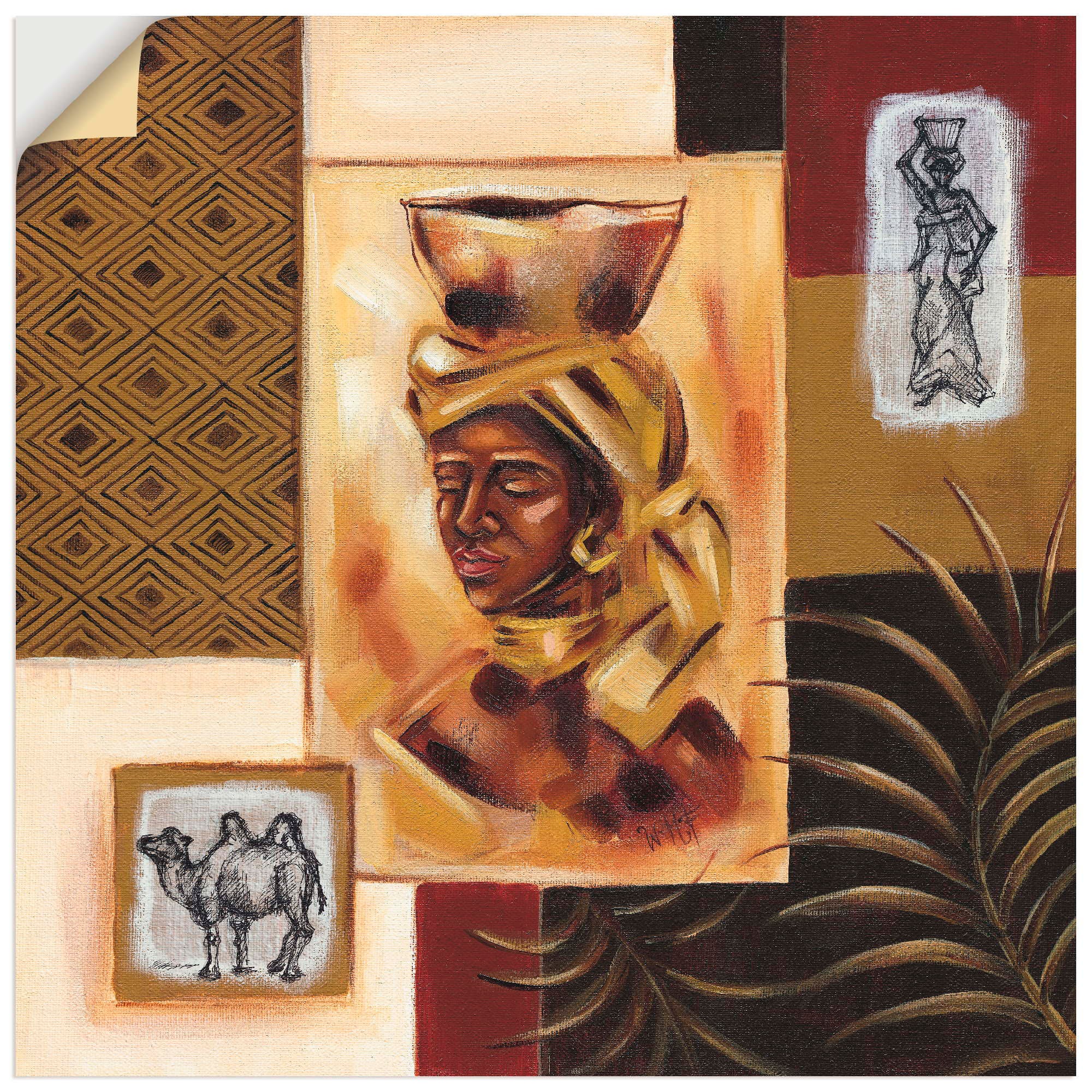 Artland Wandbild »Aus Afrika II«, Frau, (1 St.), in vielen Größen & Produktarten -Leinwandbild, Poster, Wandaufkleber / Wandtattoo auch für Badezimmer geeignet