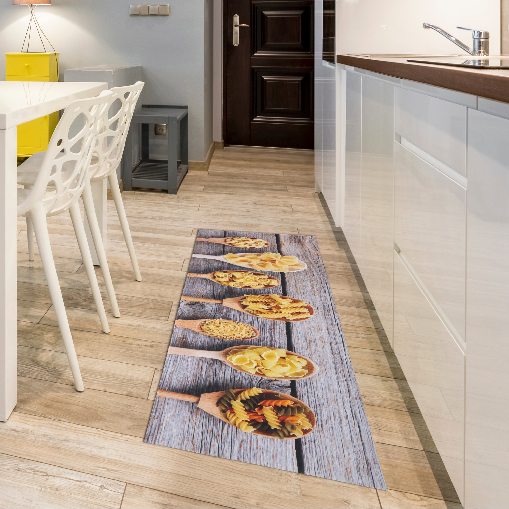 Andiamo Läufer »Kitchen« rechteckig 3 mm Höhe Vinyl-Küchenläufer, moderne Küchenmotive, Pasta, Gewürze, Kaffee