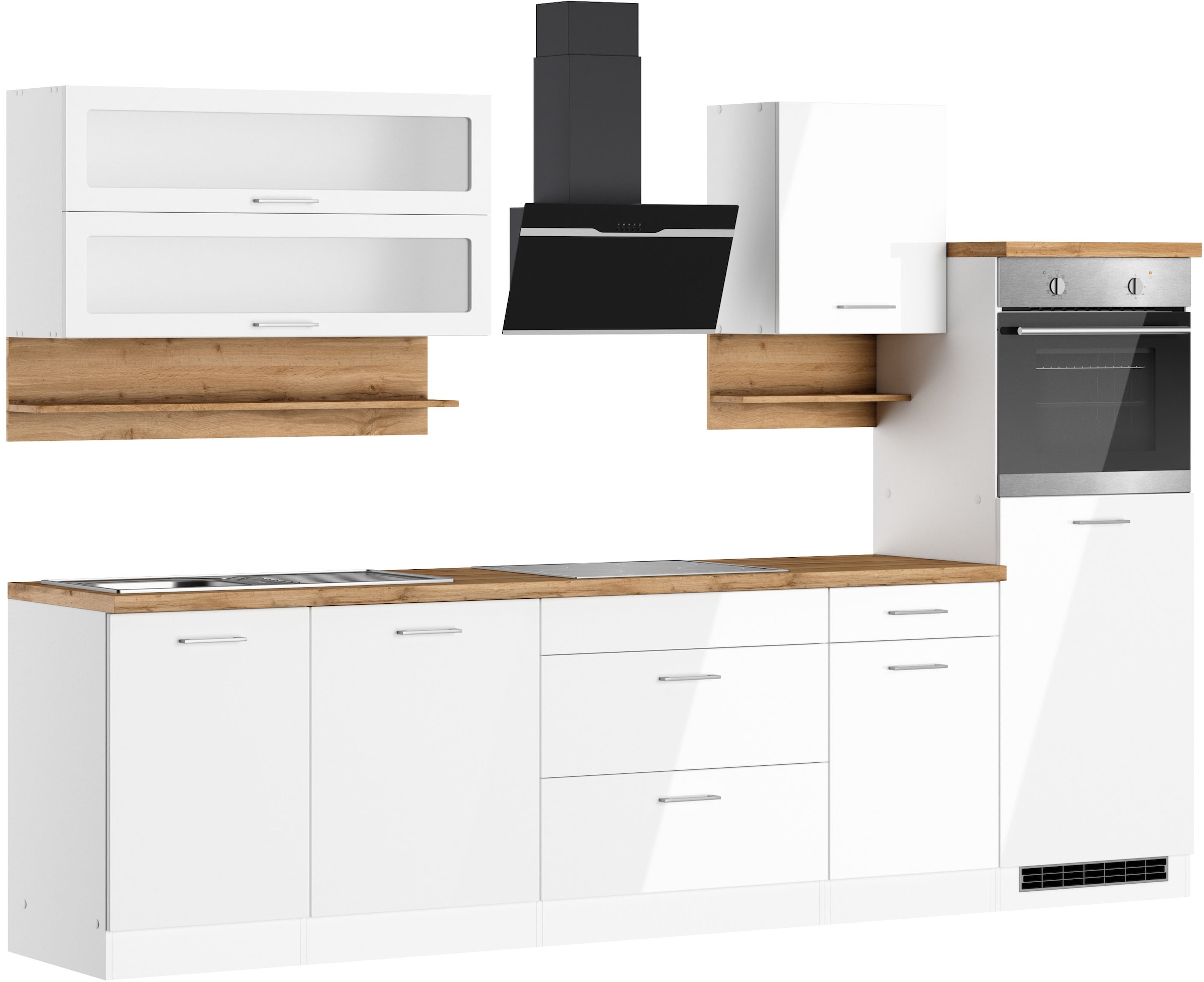 KOCHSTATION Küchenzeile »KS-Milan« 300 cm breit, robuste Metallauszüge, viel Stauraum