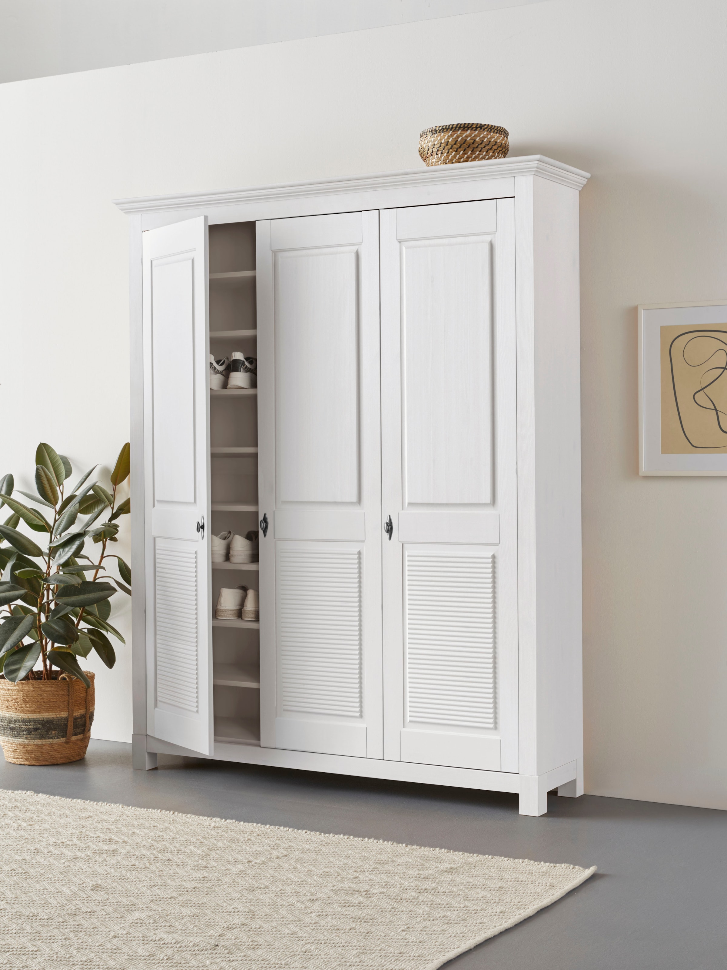 Home affaire Schuhschrank »Rauna«, aus massiver Kiefer, viel Stauraum