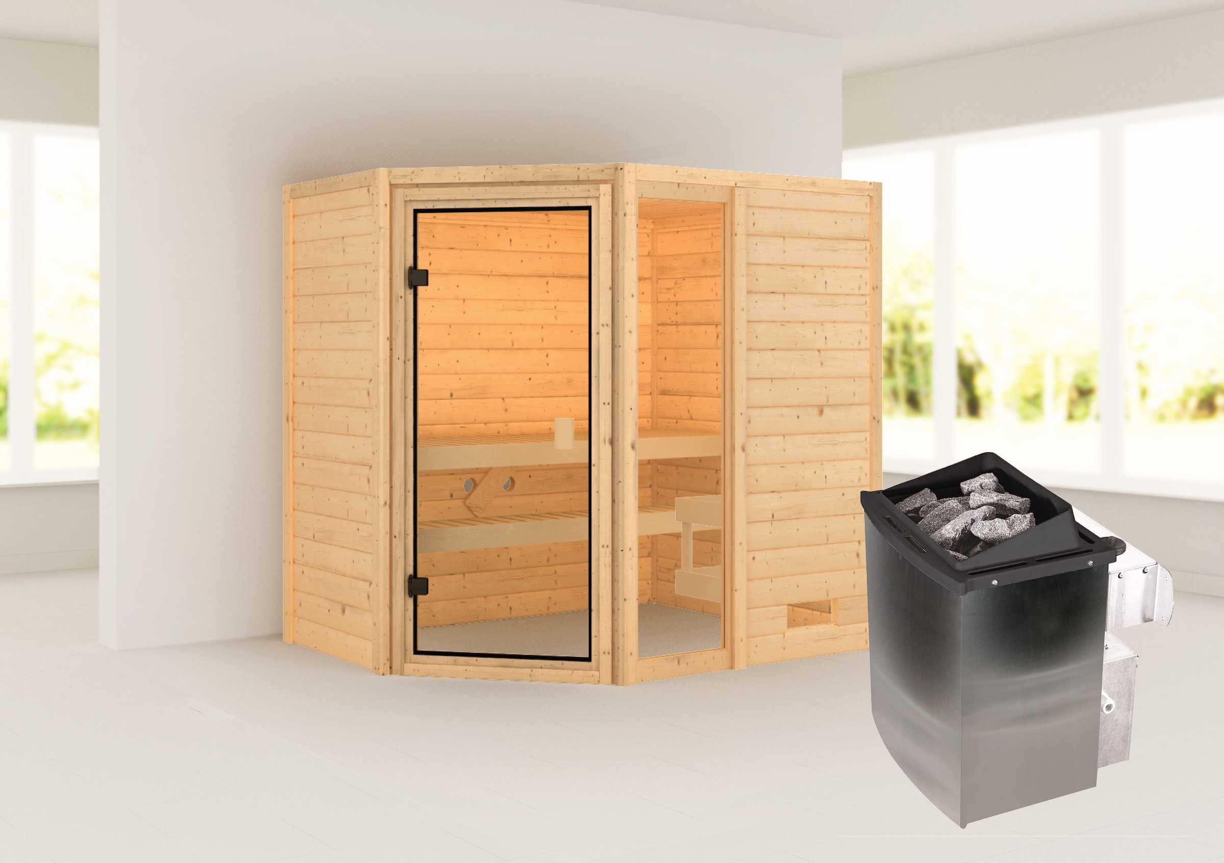 Sauna »»Josie««, 9-kW-Ofen mit int. Steuerung