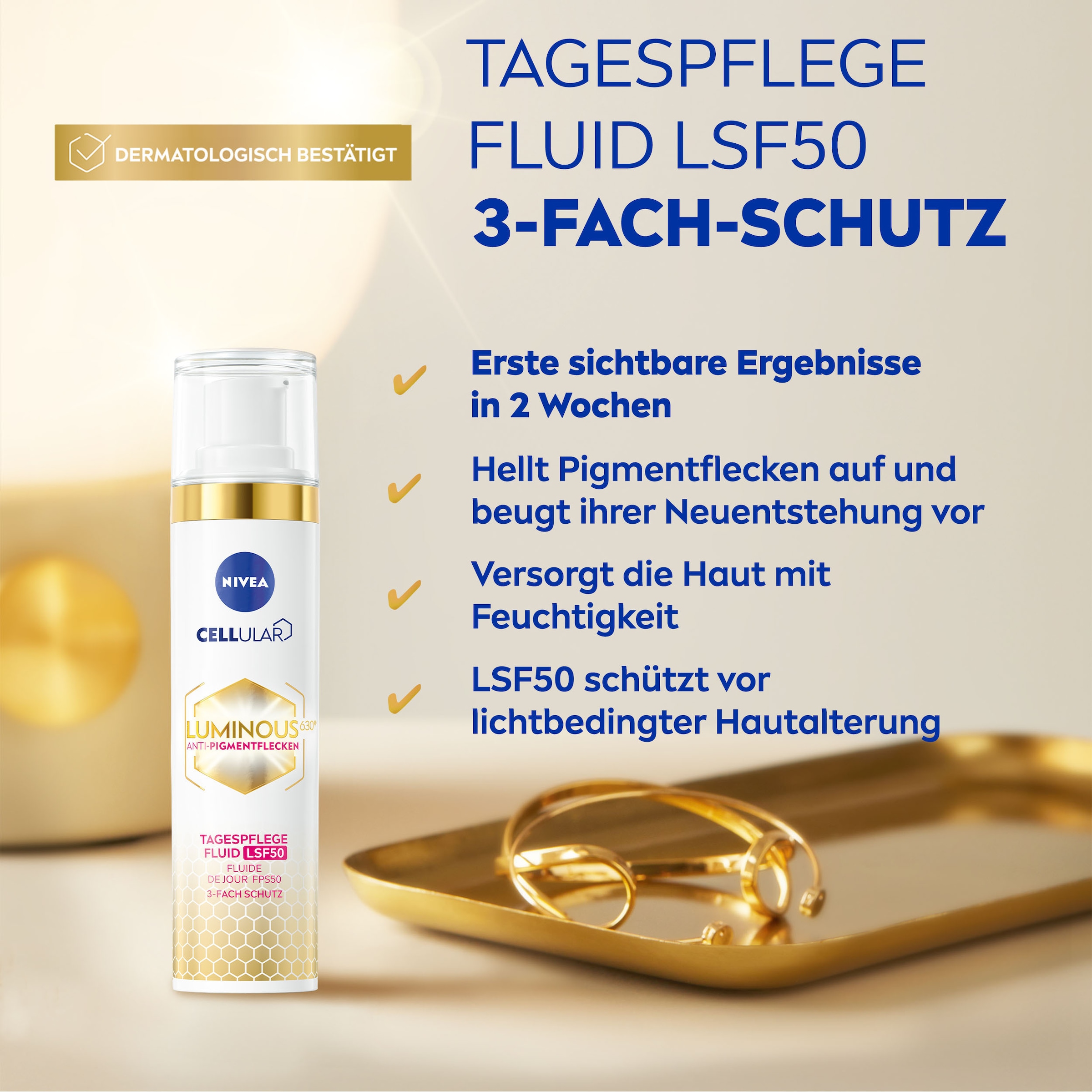 Nivea Gesichtsfluid »LUMINOUS630 ANTI-PIGMENTFLECKEN Tagespflege Fluid LSF50«