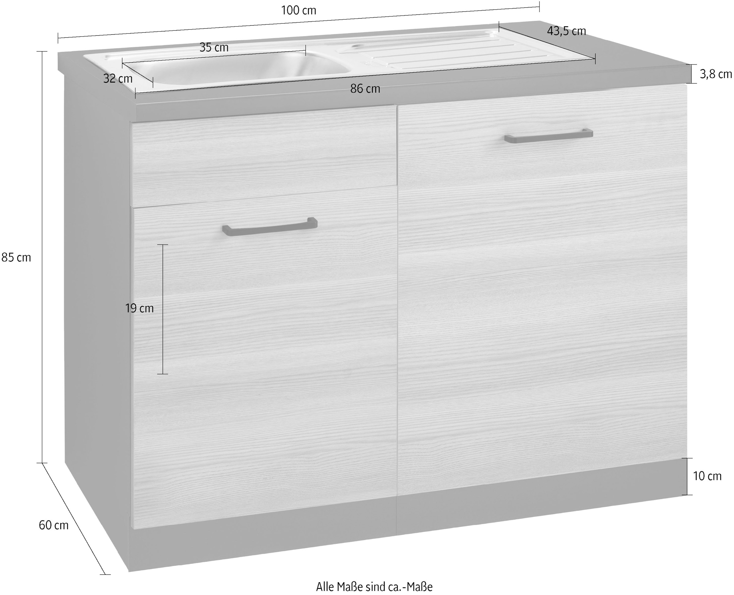 wiho Küchen Spülenschrank »Esbo«, 110 cm breit, inkl. Tür/Sockel für  Geschirrspüler kaufen bei OTTO
