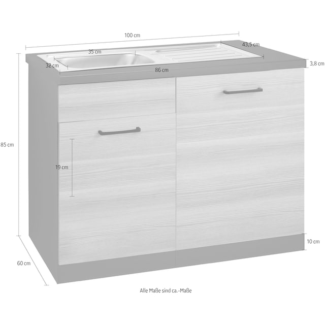 wiho Küchen Spülenschrank »Esbo«, 110 cm breit, inkl. Tür/Sockel für  Geschirrspüler kaufen bei OTTO