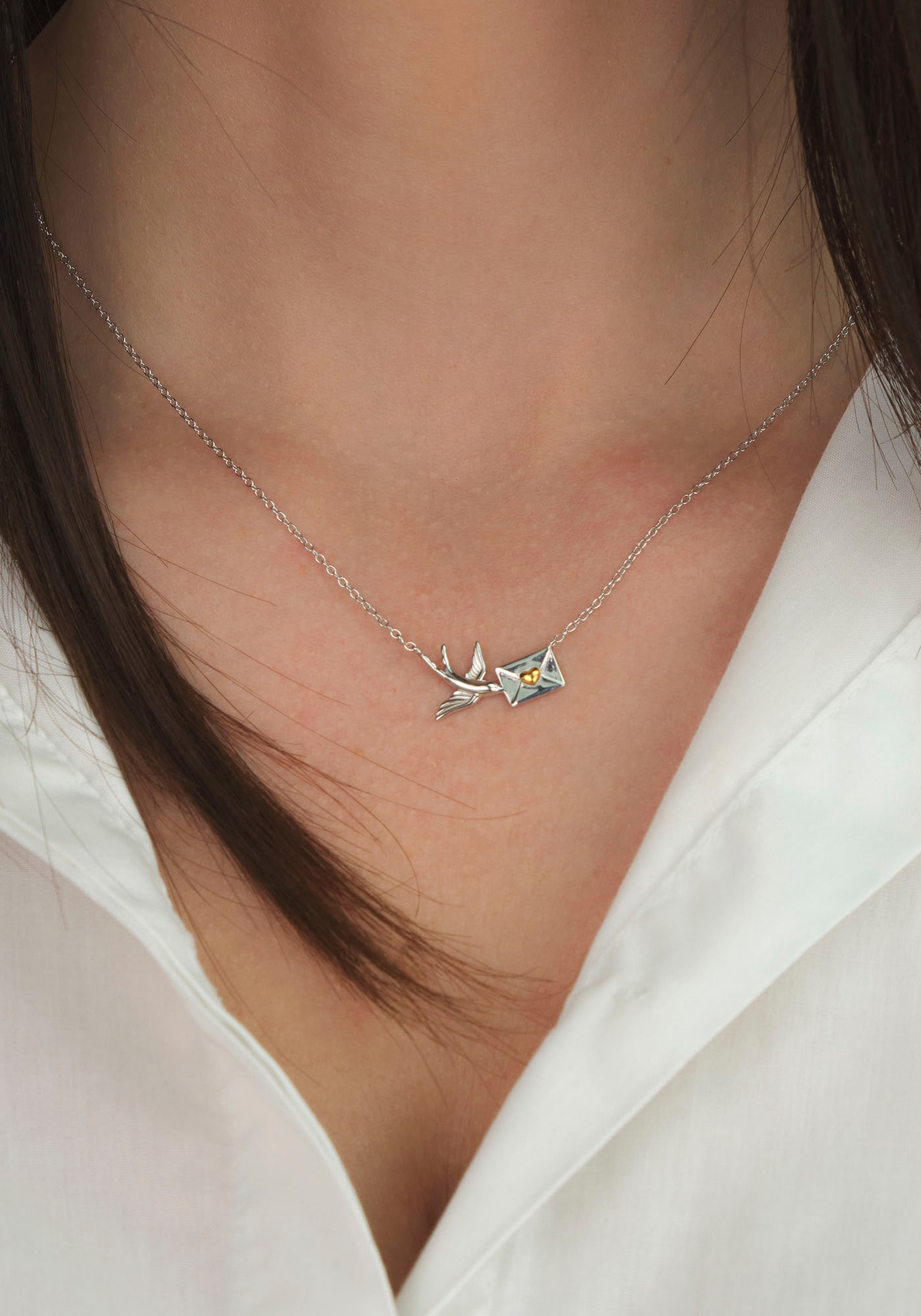 Engelsrufer Kette mit Anhänger »Schmuck Geschenk, Schwalbe und Liebespost, ERN-LETTER-BIRD-BIG«