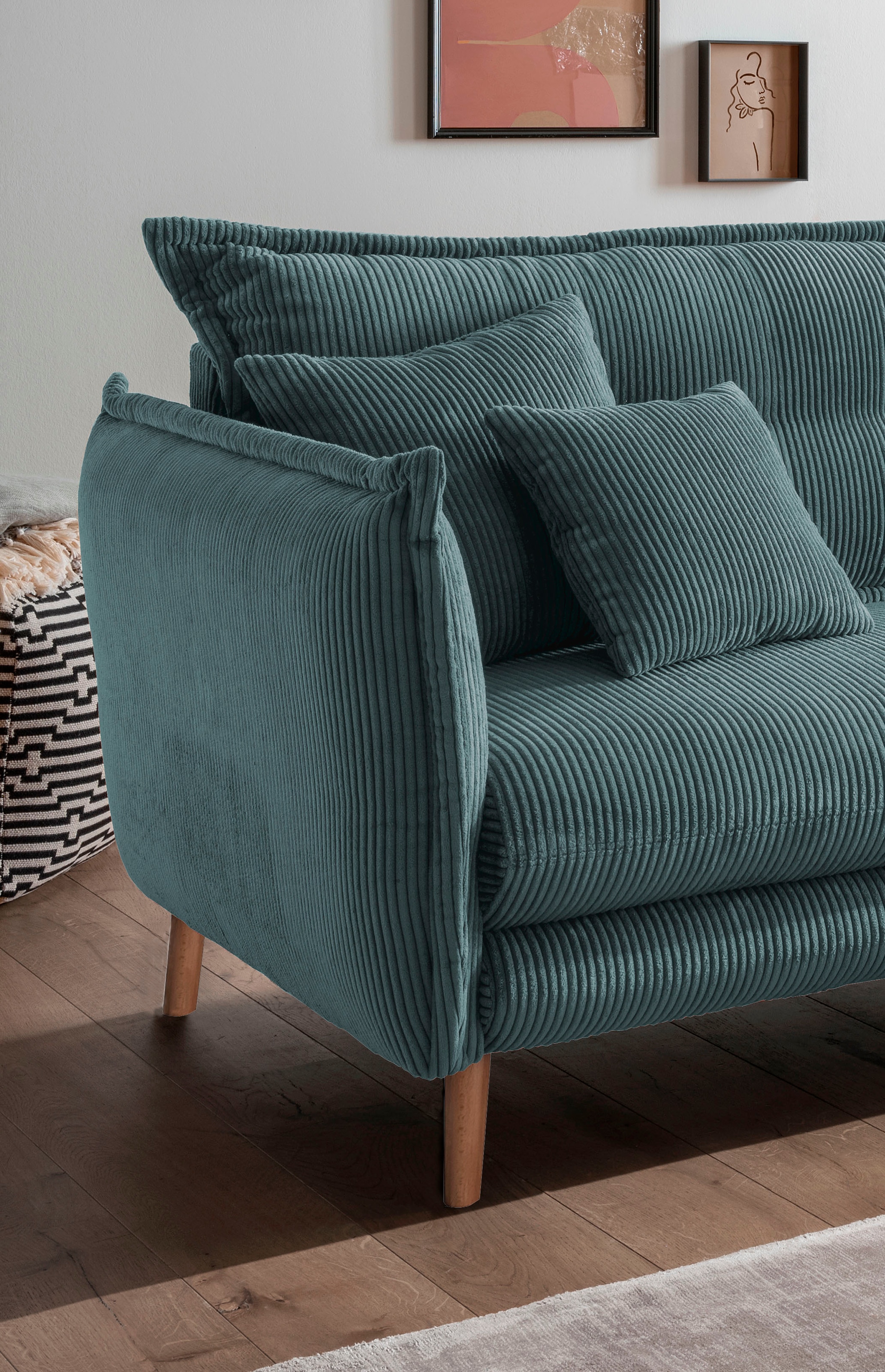 INOSIGN Ecksofa »Lazio modern und bequem, schmale Armlehnen, tolle Detailverarbeitung«, zwei verschiedene Fußfarben wählbar
