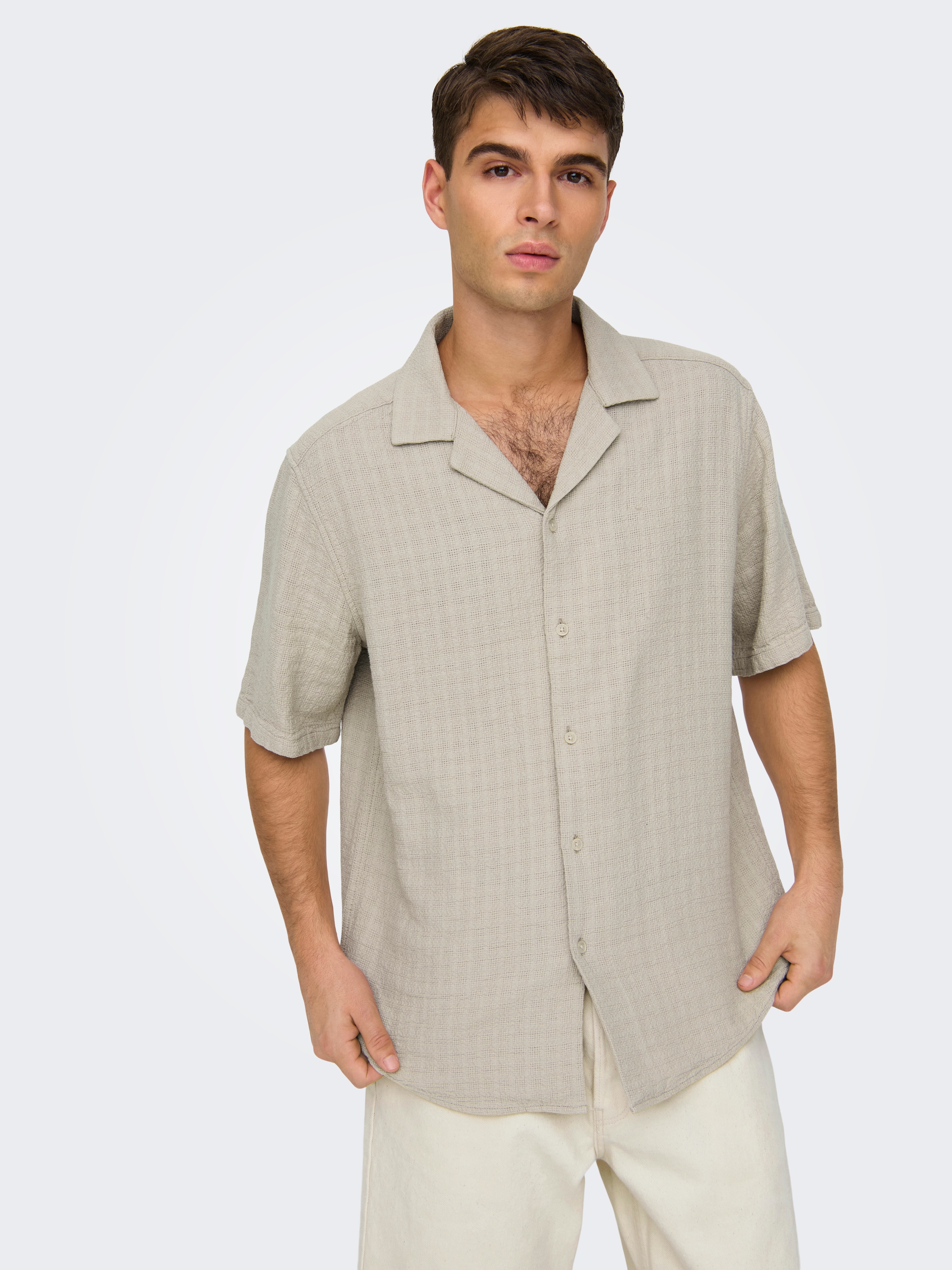 ONLY & SONS Kurzarmhemd »ONSLATHAM RLXSS RESORT LINEN STRUC 0257«