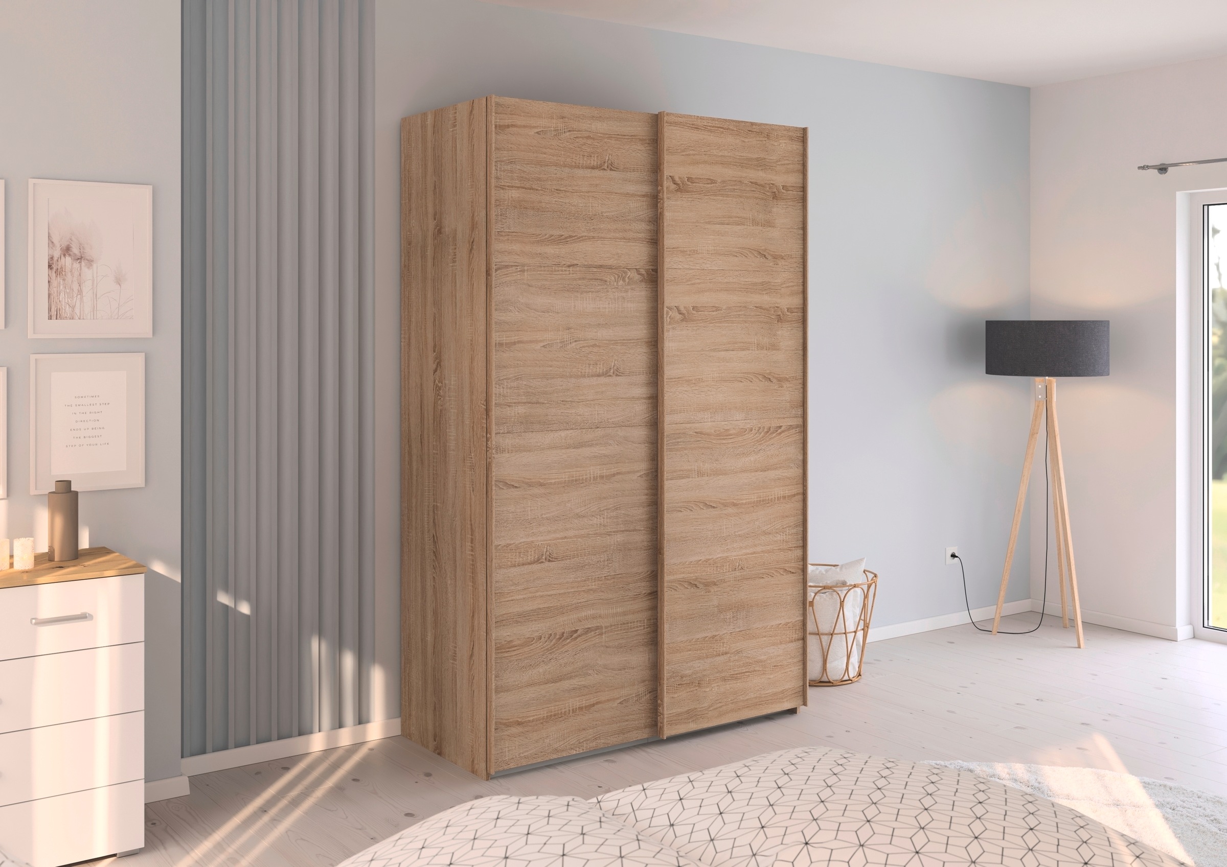 rauch Schwebetürenschrank »Kleiderschrank Schrank Garderobe Schlafzimmerschrank EVELYN« in elegantem Stil, in 5 Breiten, Griffe in Korpusfarbe MADE IN GERMANY