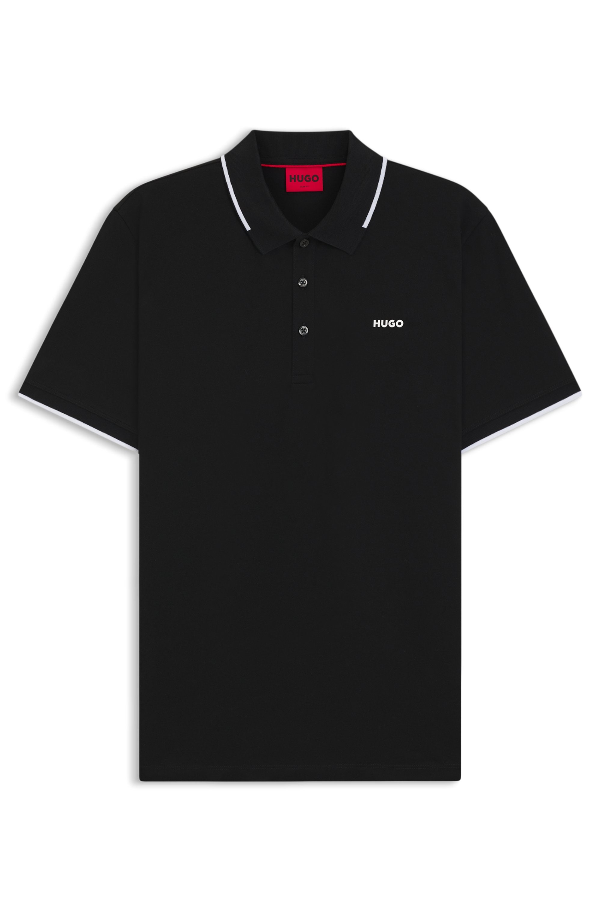 HUGO Poloshirt »Dinoso« Kragen mit kontrastfarbigem Streifen, Slim Fit, Logodruck