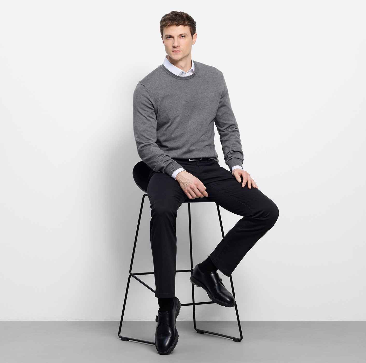 OLYMP Rundhalspullover »OLYMP Strick Casual« moderner Strickpullover