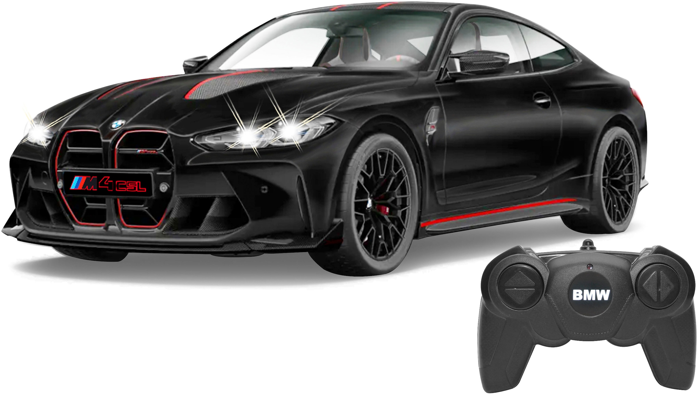 Jamara RC-Auto »Deluxe Cars, BMW M4 CSL 1:16, schwarz matt - 2,4 GHz«, mit LED-Lichtern