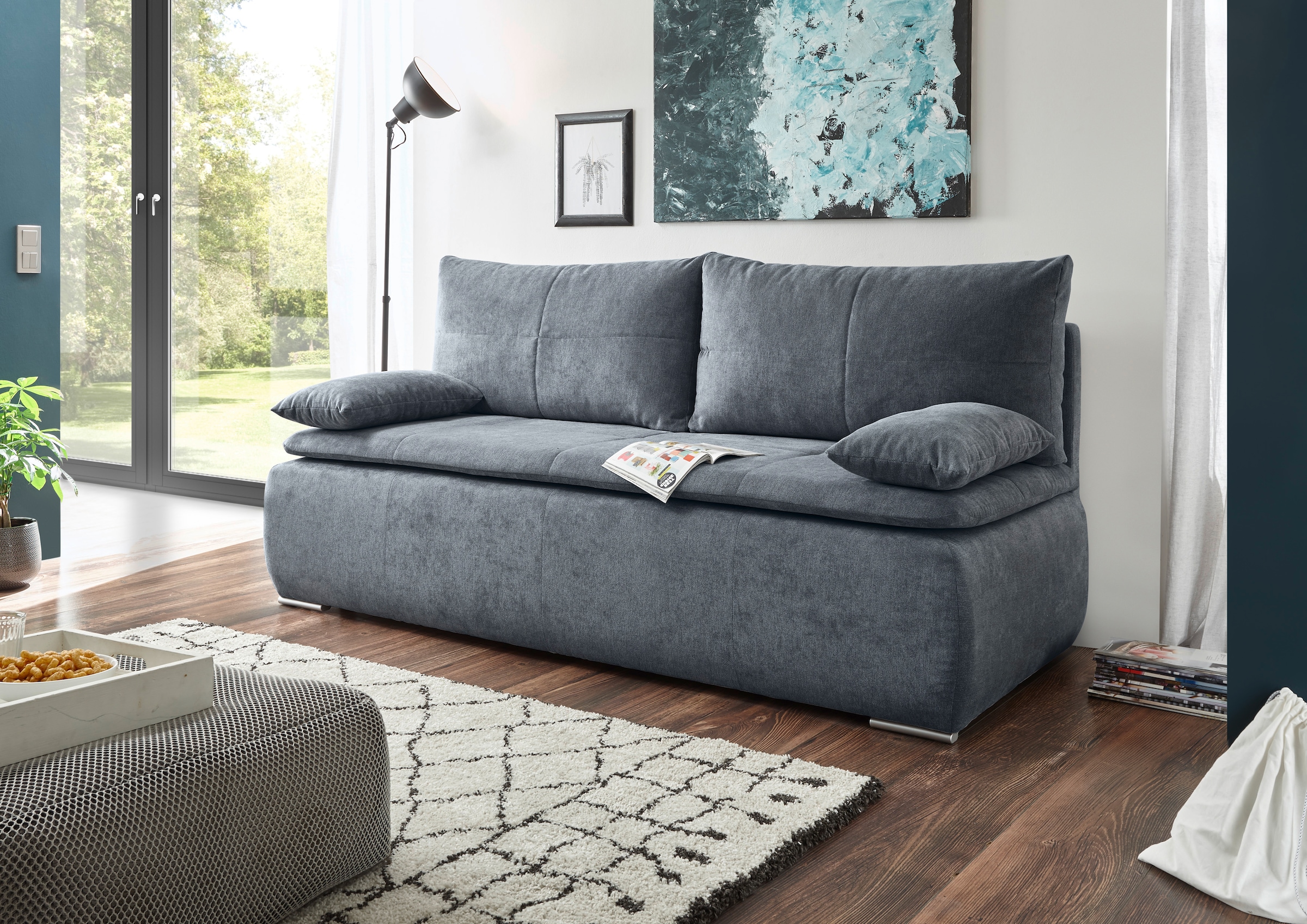ED EXCITING DESIGN Schlafsofa »Jana«, mit Bettfunktion und Bettkasten, sowie Rücken- und Armlehnkissen