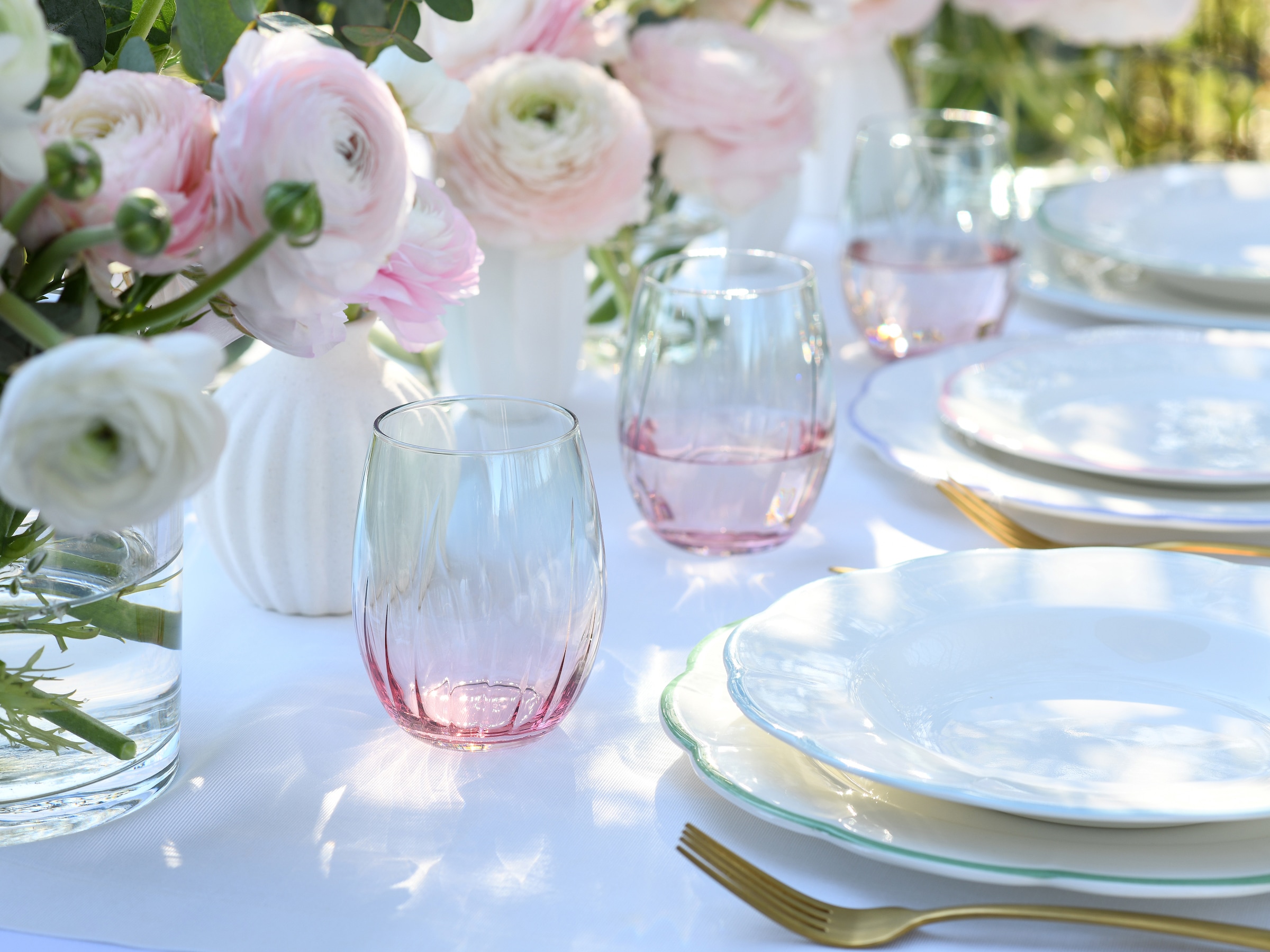 CreaTable Longdrinkglas »Swirly Spring, Longdrinkgläser-Set, 4-tlg.« Rillen Relief, Modern, Sommerlich, Leicht