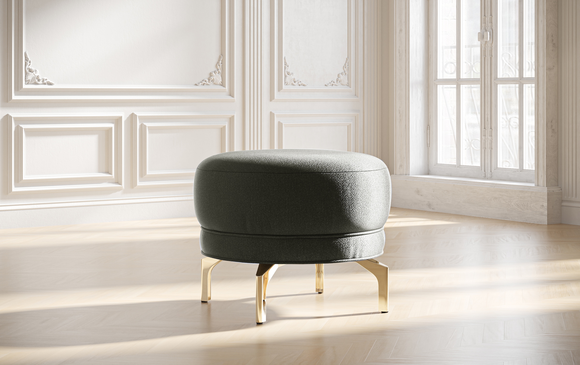sit&more Polsterhocker »Orient 3«, goldfarbene Metallfüße