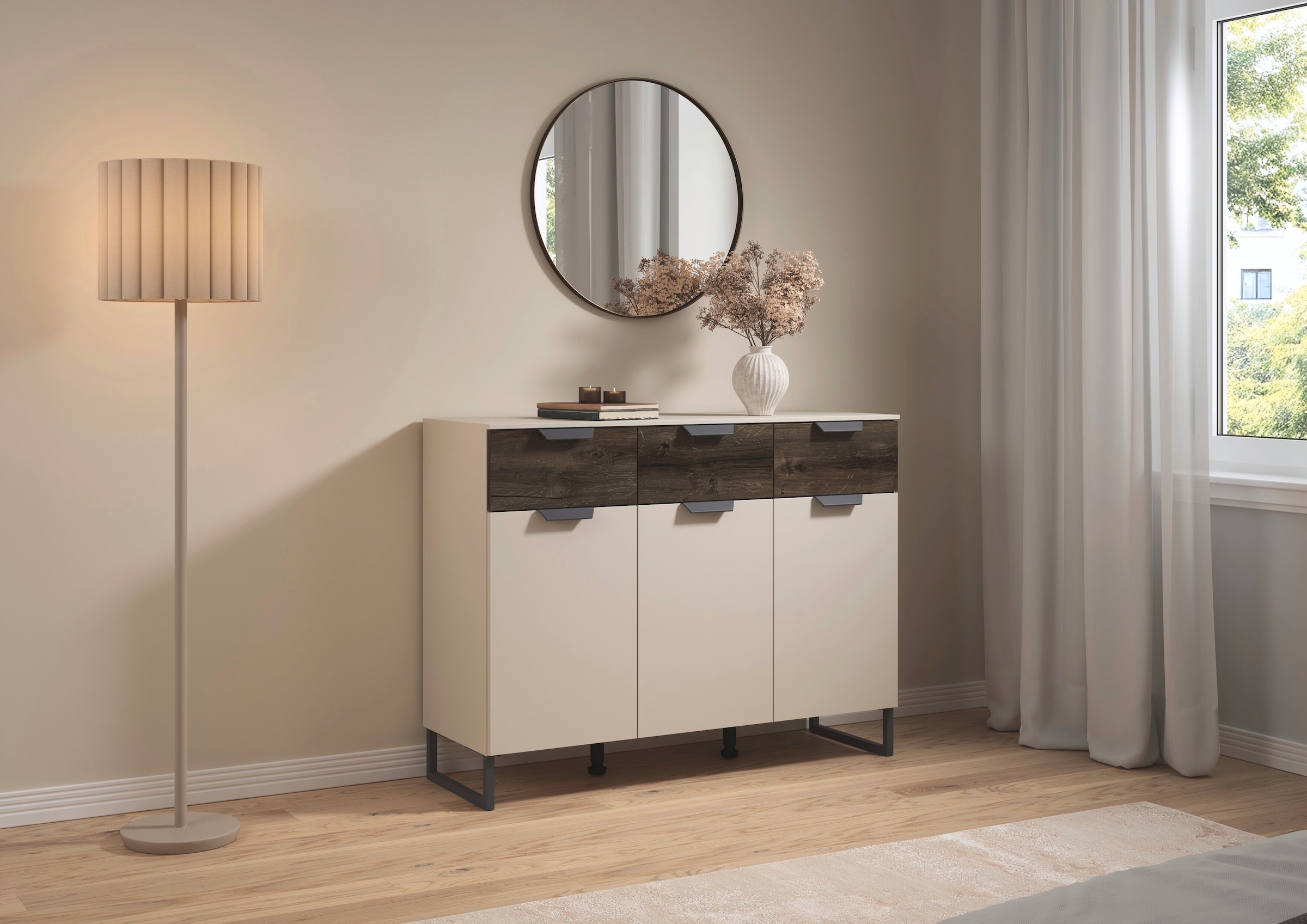 rauch Kombikommode »Barea« Breite 120 cm, Höhe 92 cm,  3 Türen, 3 geräumige Schubladen, Böden verstellbar MADE IN GERMANY