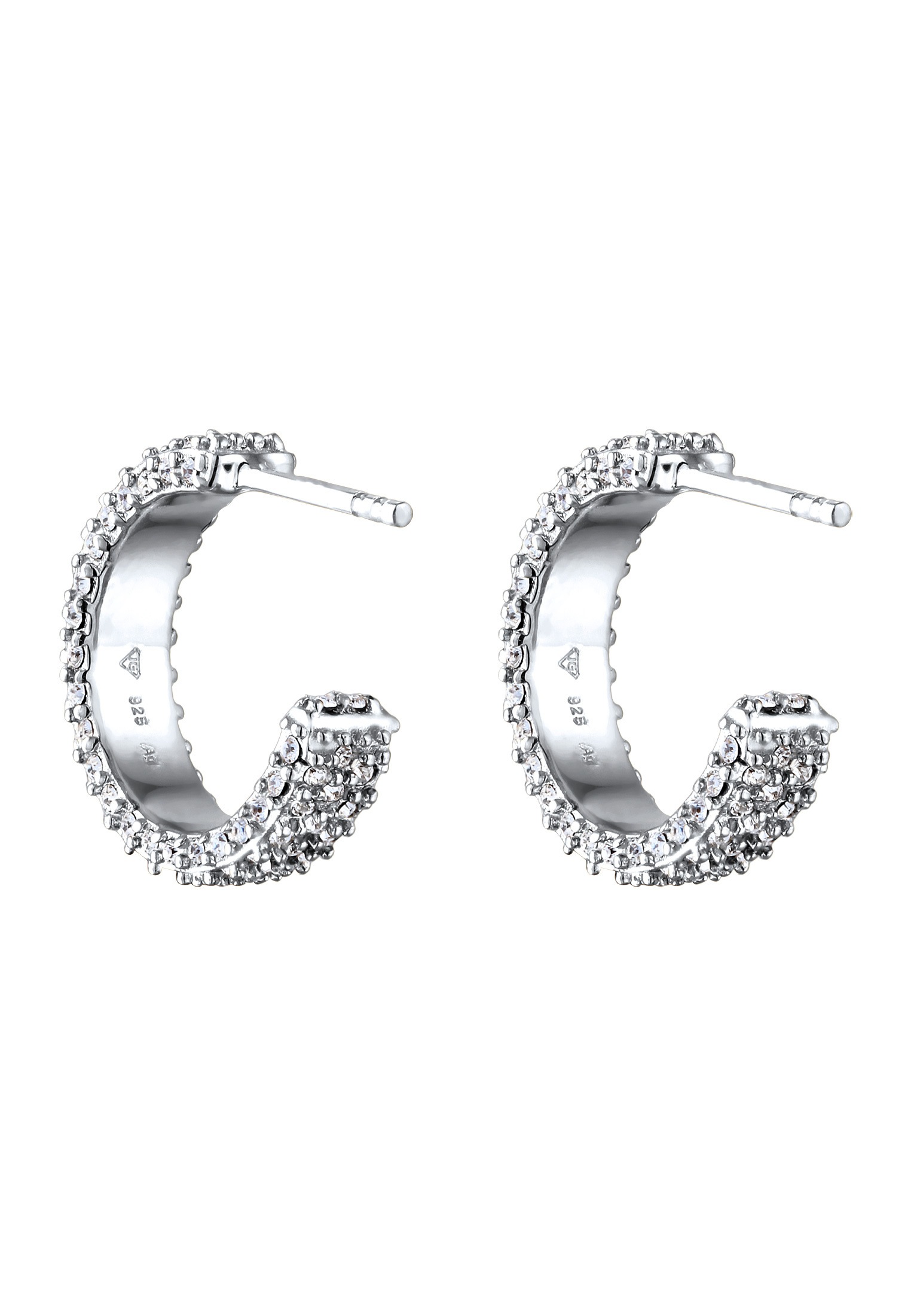 Elli Paar Ohrstecker »Ohrringe Ohrstecker Creolen Glas Kristalle Weiß 925 Sterling Silber«