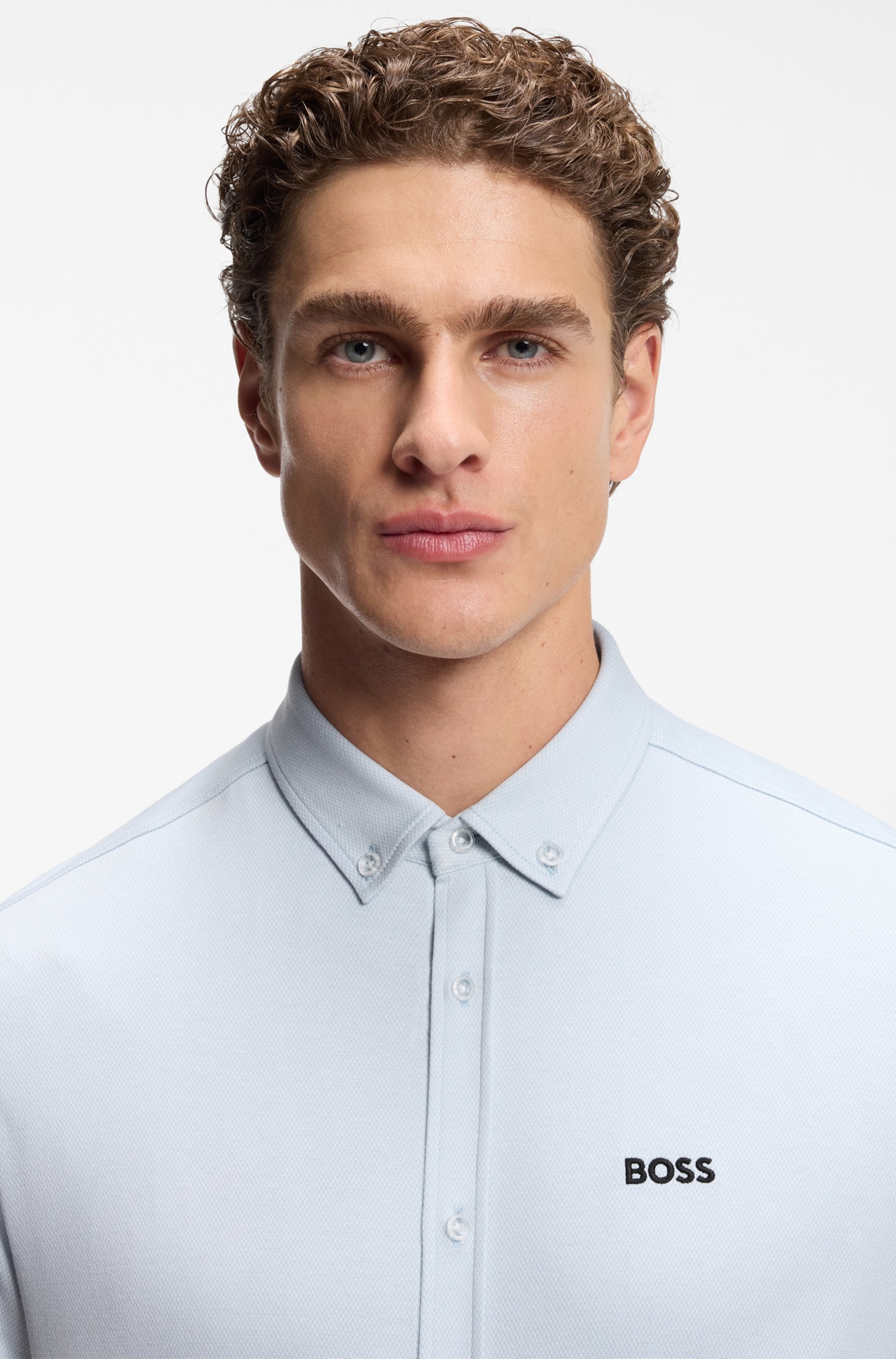 BOSS GREEN Kurzarmhemd »Motion S« Regular Fit, Button-down-Kragen, Kurzarm, Logo-Stickerei