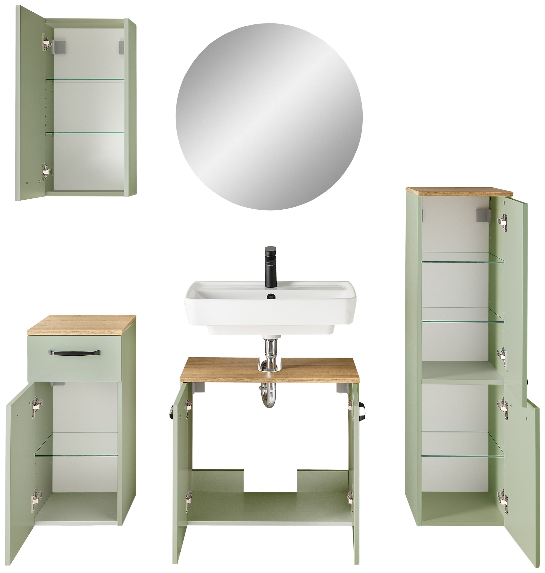 Saphir Badmöbel-Set »Quickset 500, Waschbeckenunterschrank mit Spiegel« 5 Stk. tlg.