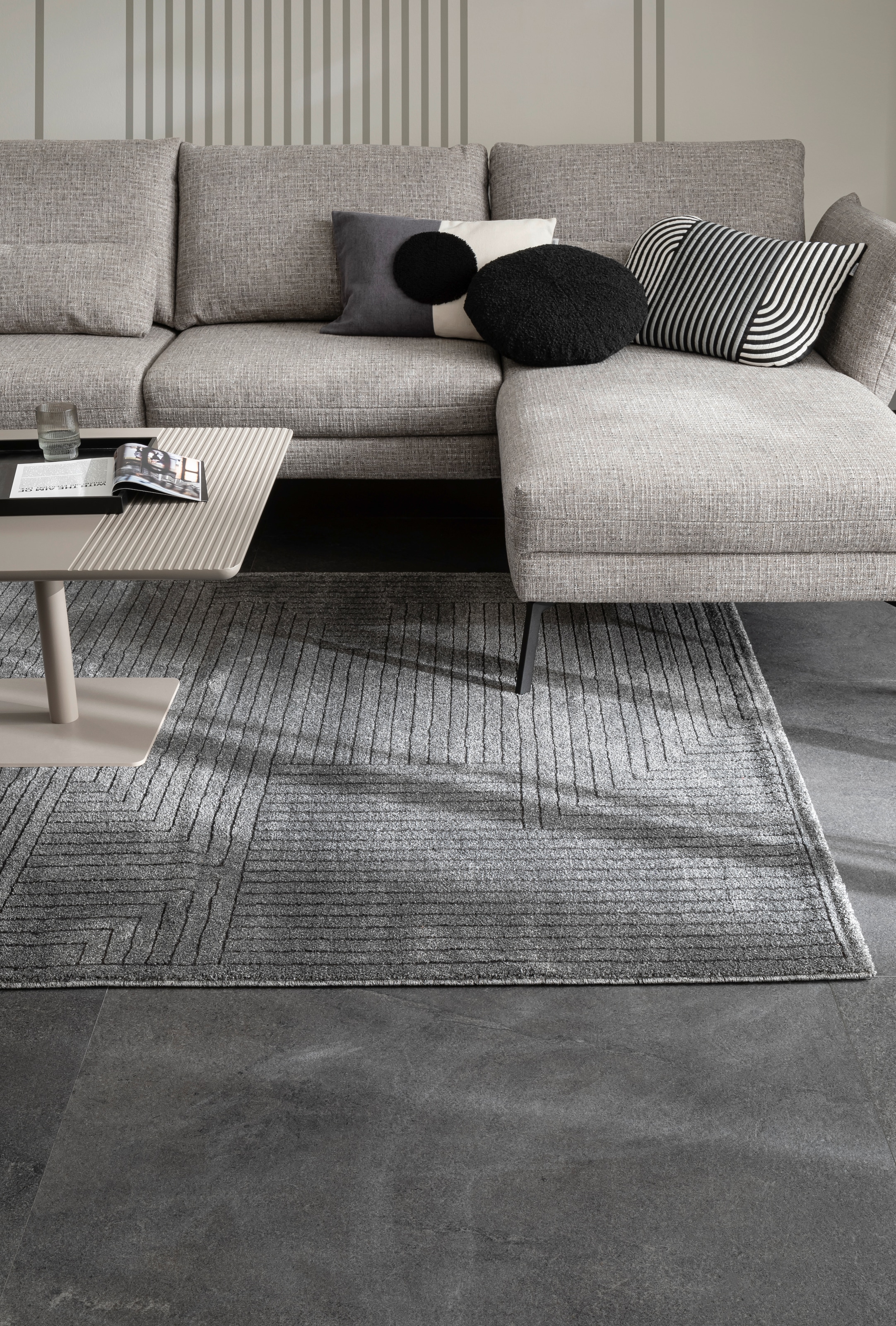 SCHÖNER WOHNEN-Kollektion Teppich »Pure 6317-242«, rechteckig, 22 mm Höhe, Kurzflor, Hoch Tief Struktur, Wohnzimmer, Schöner Wohnen Kollektion