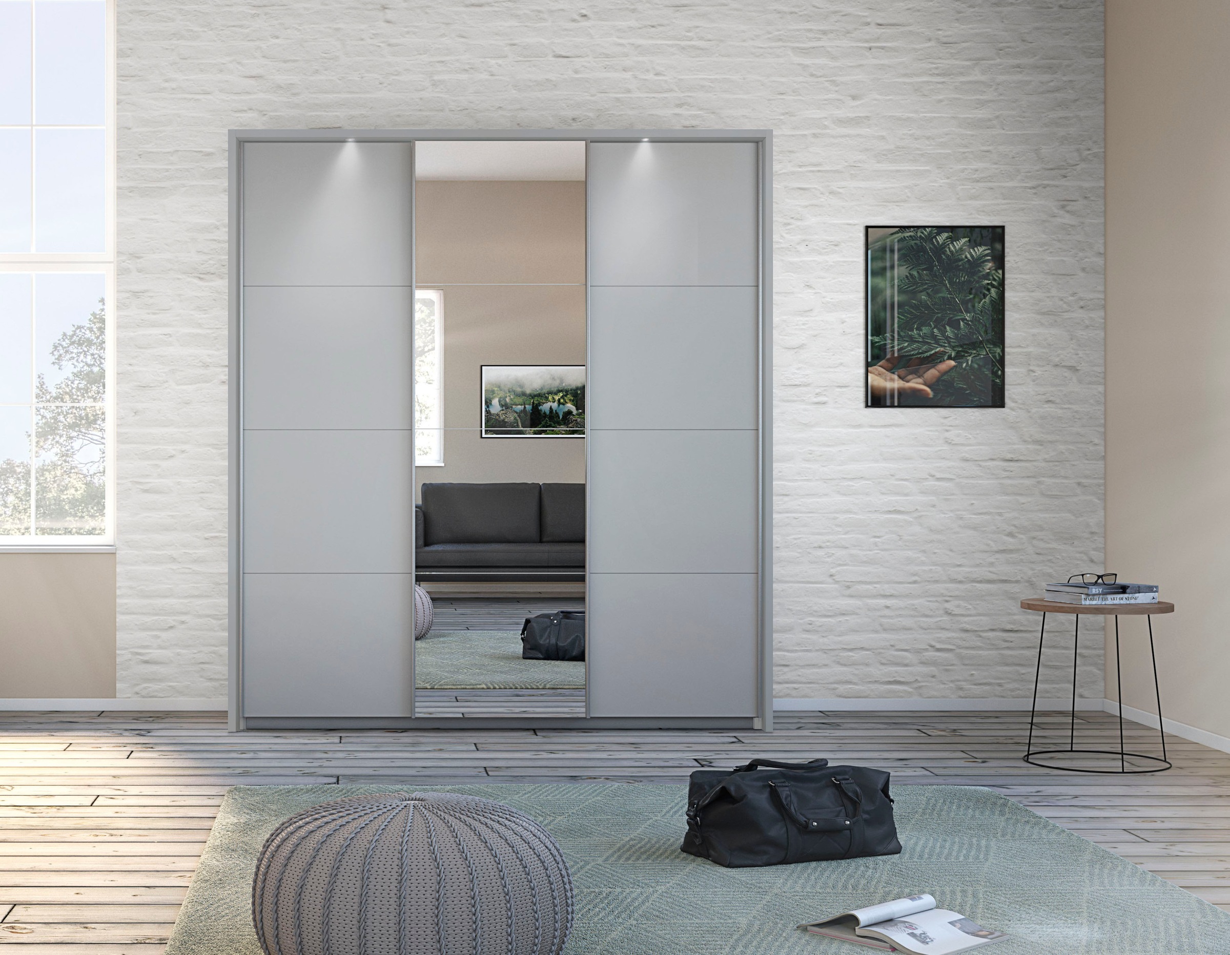 rauch Schwebetürenschrank »Kleiderschrank Schrank Garderobe Wäscheschrank TOMA mit Passepartout«, inkl. Regaleinsatz sowie zusätzlichen Einlegeböden MADE IN GERMANY