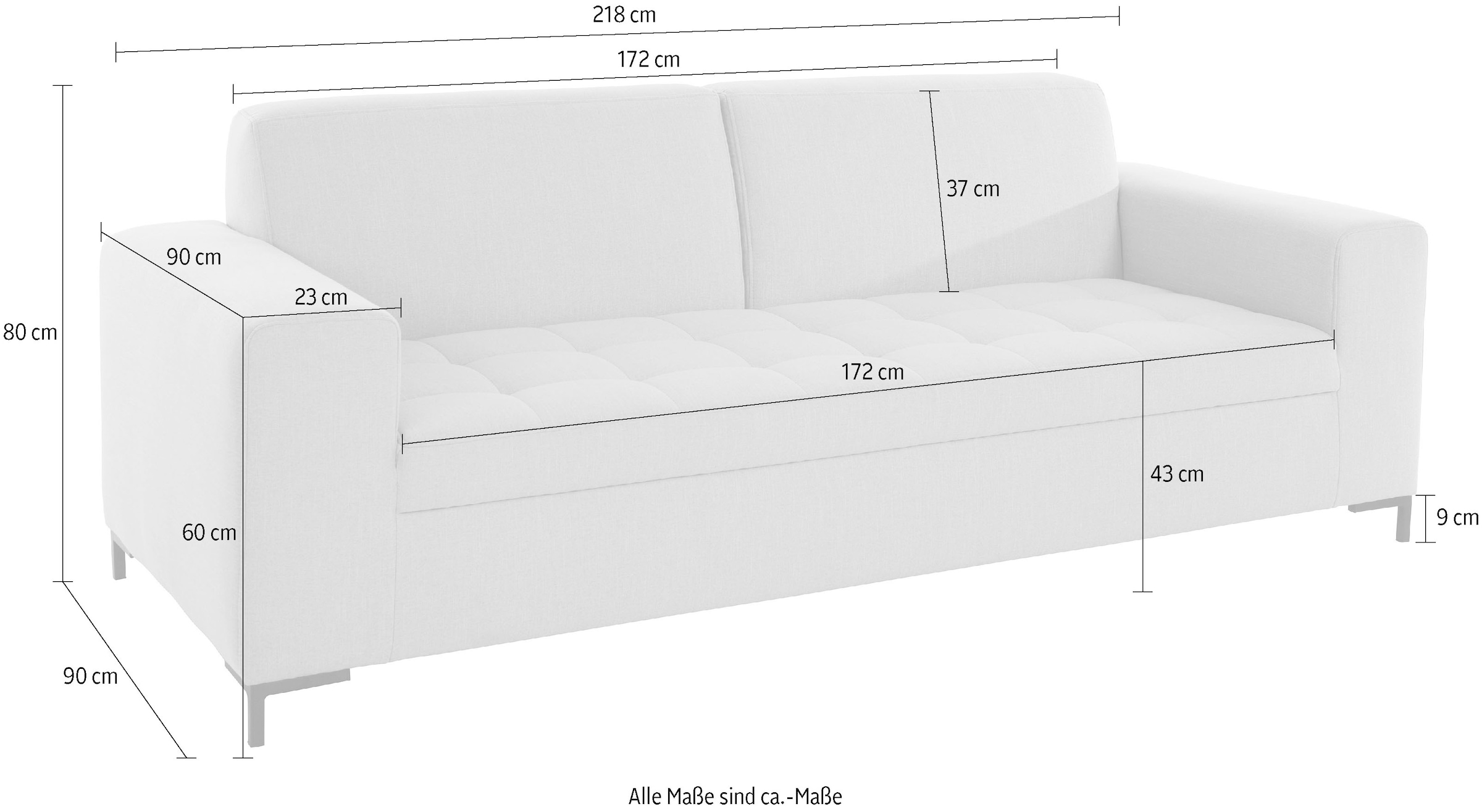 OTTO products 3-Sitzer »Grazzo«, hochwertige Stoffe aus recyceltem Material, Steppung im Sitzbereich
