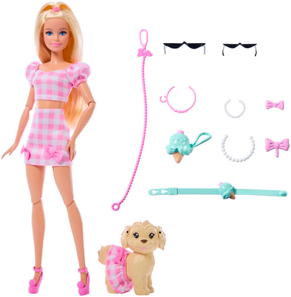 Barbie Anziehpuppe »im Zwillingslook mit Schleife und Haustier«