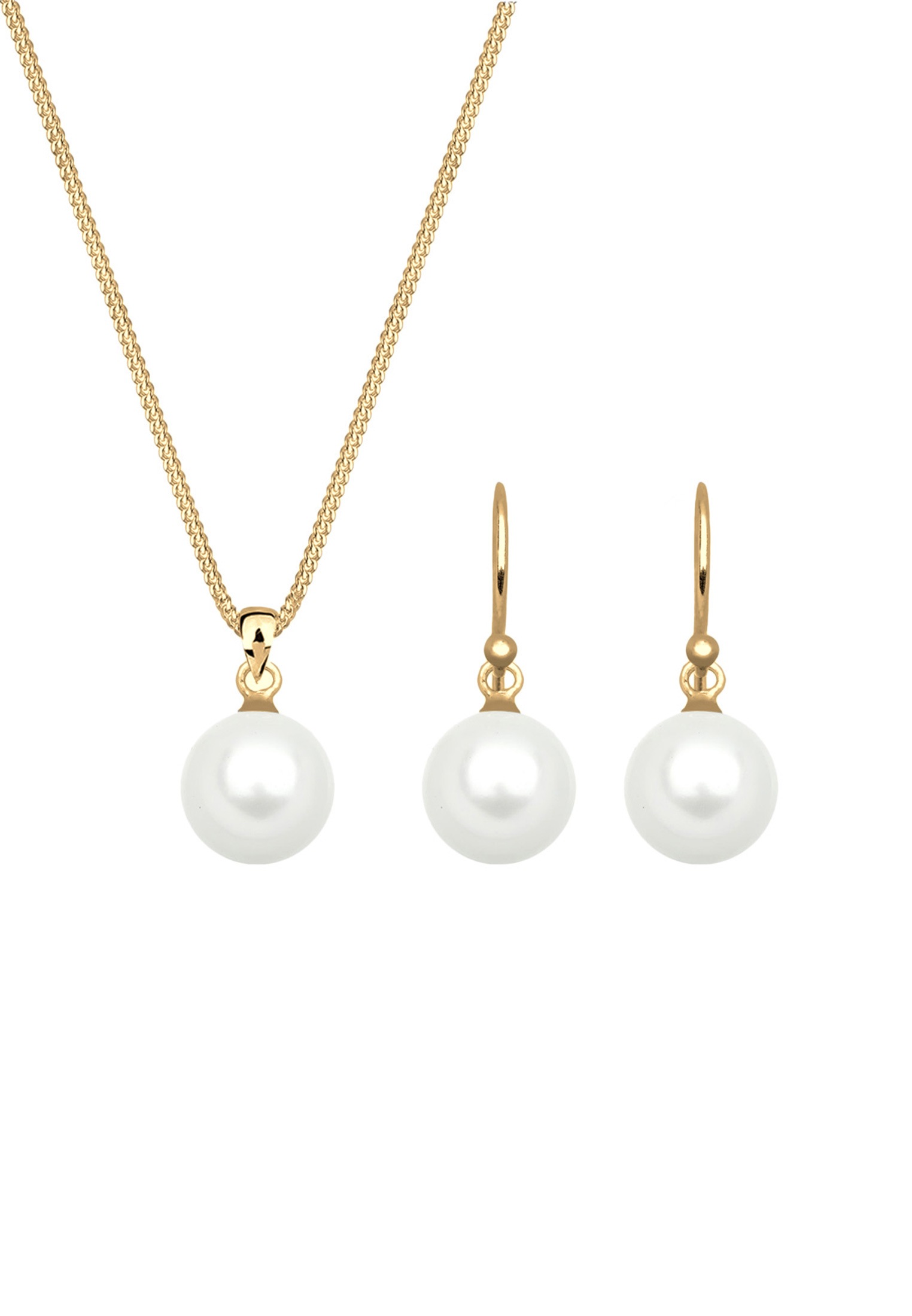 Elli Ohrring und Ketten Set »Schmuckset Muschelkernperle Weiß 925 Sterling Silber«
