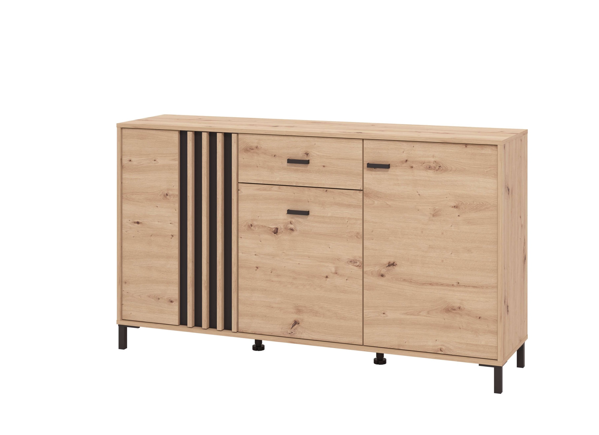 Home affaire Sideboard »LAVAL, Kommode, Kombikommode, Anrichte, Schrank« Modernes Sideboard in Artisan, 3 Türen & 1 Schublade, Lamellen-Optik