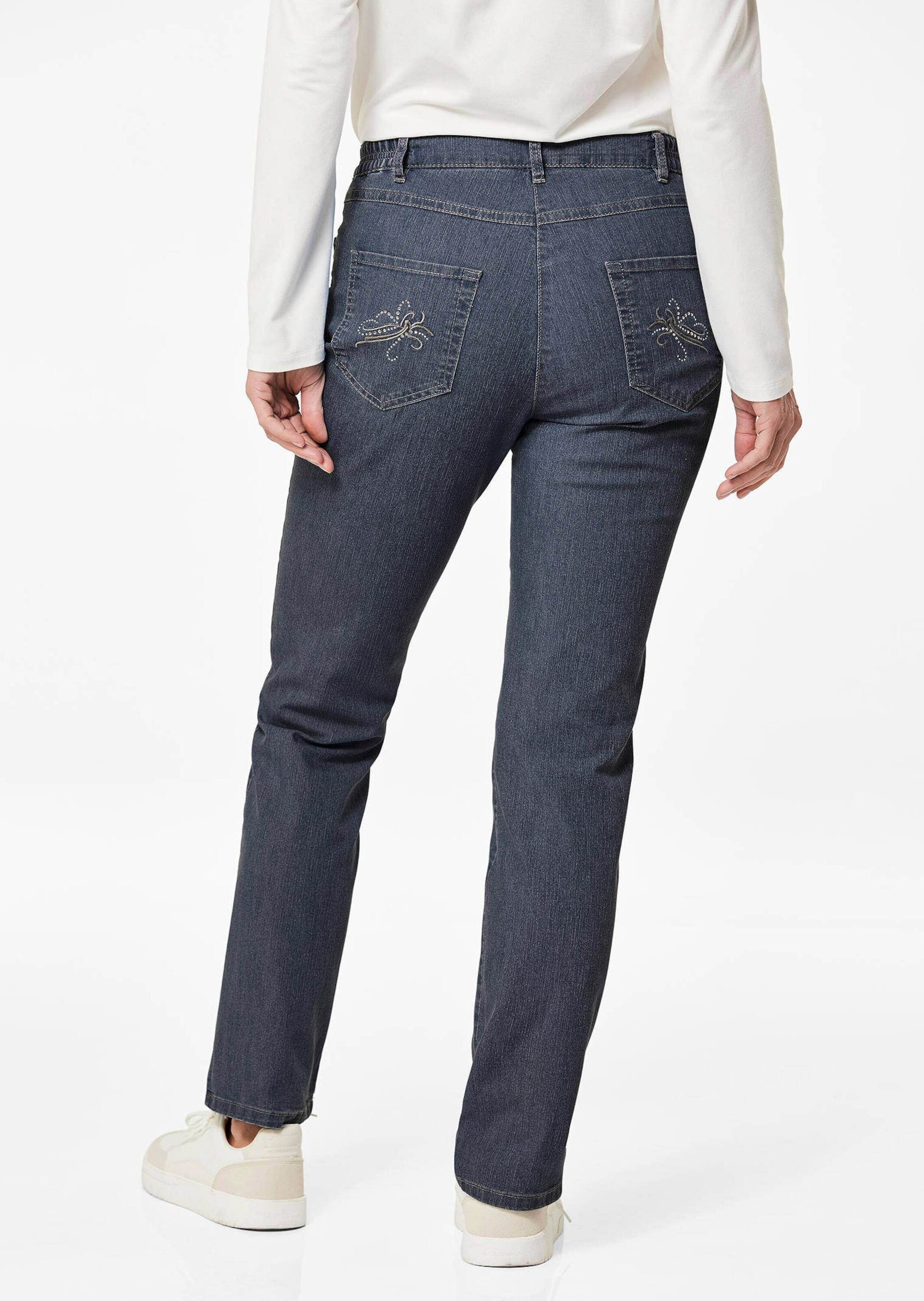 GOLDNER Stretch-Jeans »Kurzgröße Edel geschmückte Jeanshose ANNA«