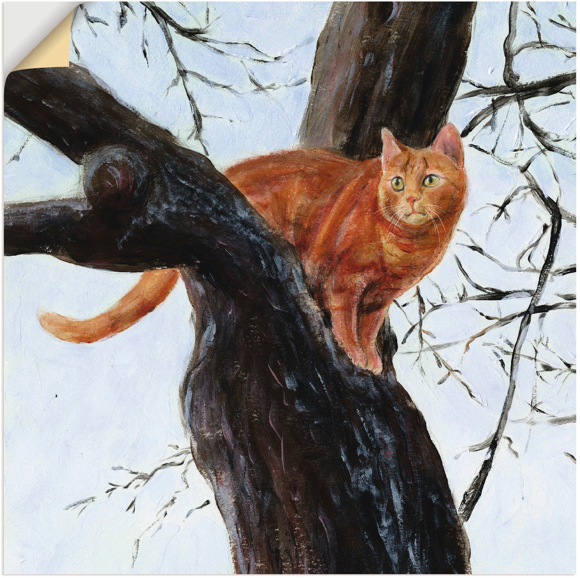Artland Wandbild »Katze im Baum«, Haustiere, (1 St.), in vielen Größen & Produktarten -Leinwandbild, Poster, Wandaufkleber / Wandtattoo auch für Badezimmer geeignet